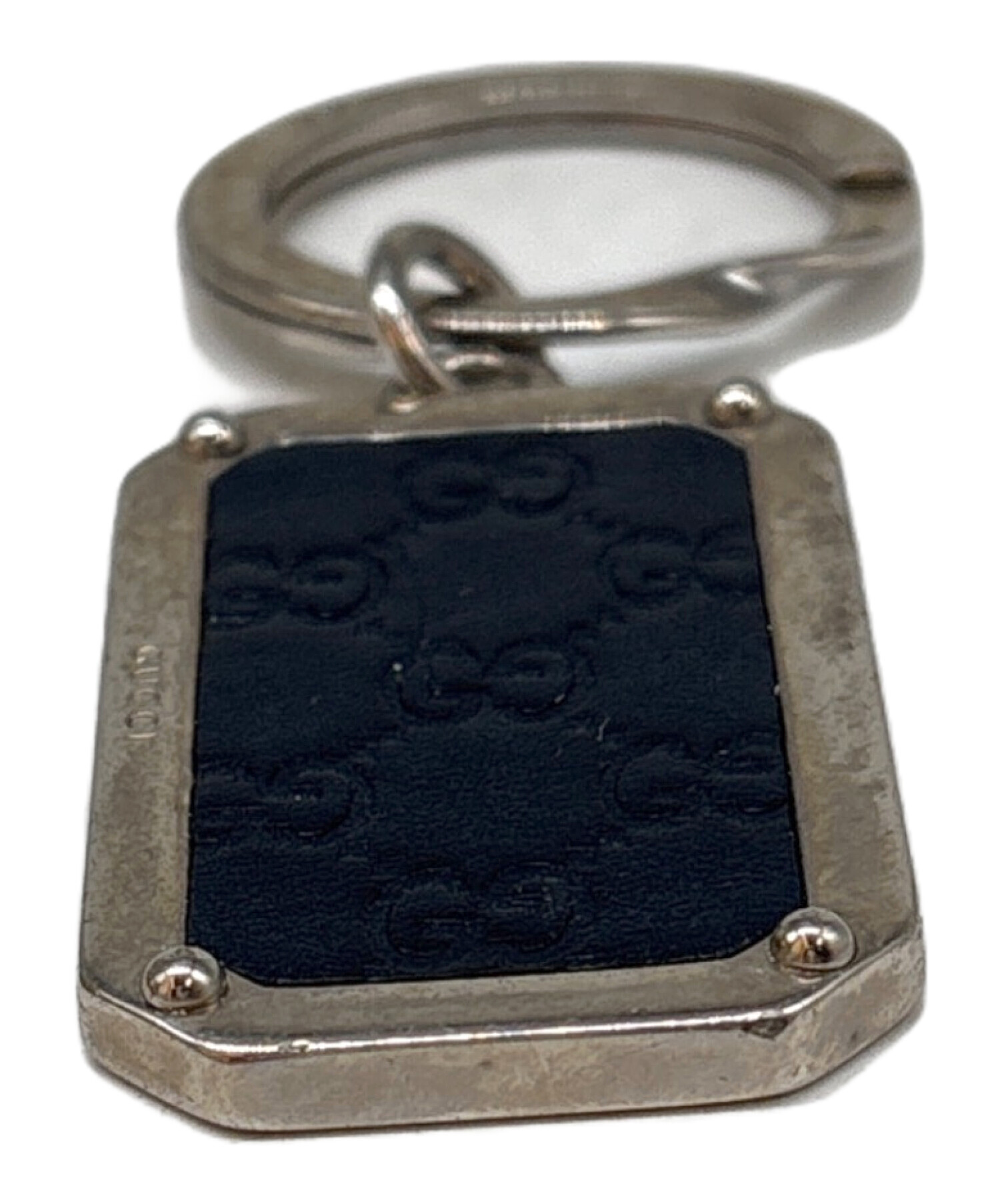 中古・古着通販】GUCCI (グッチ) GGロゴキーリング ブラック×シルバー 