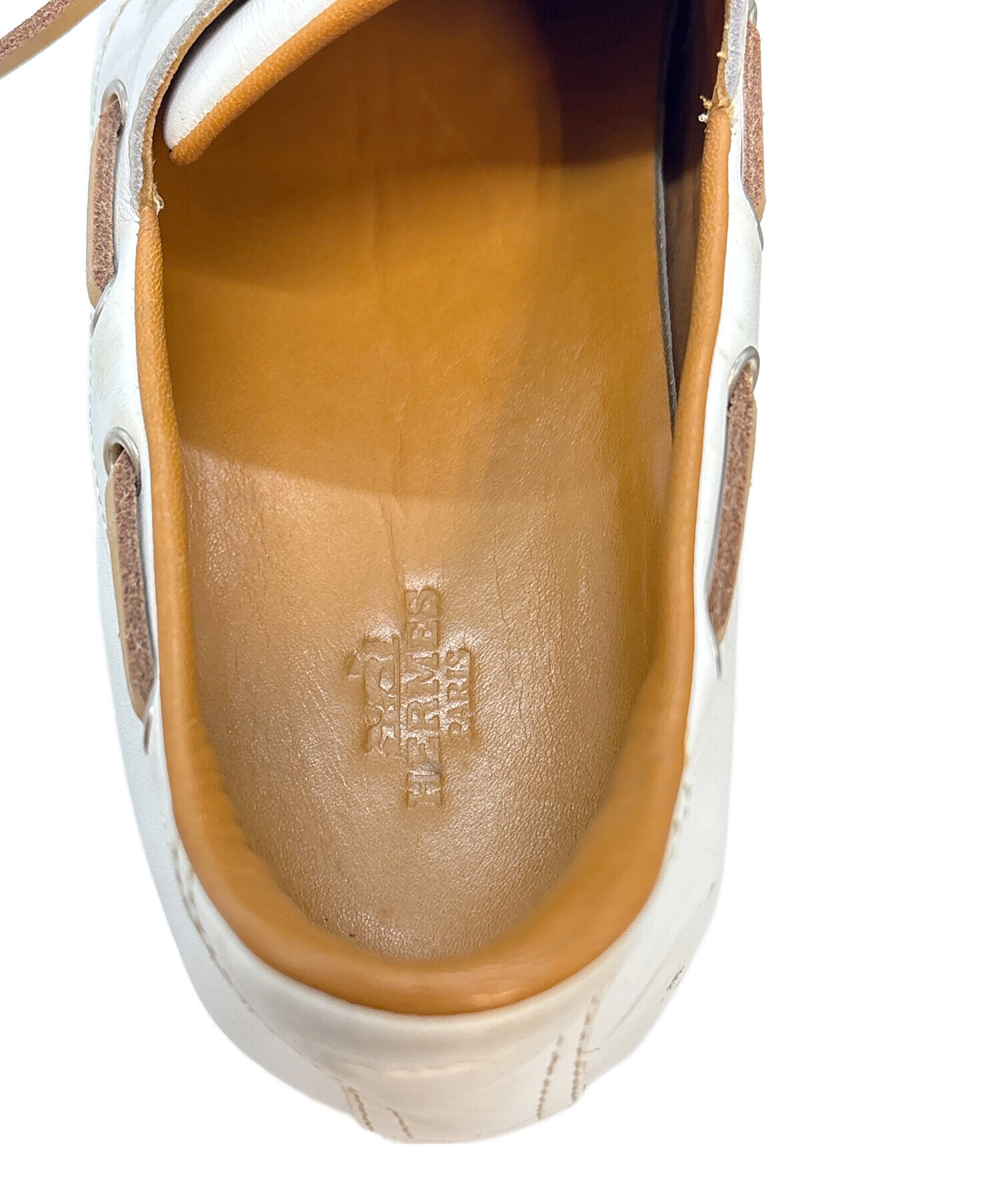 エルメス　デッキシューズ　ヴィンテージ 中古・古着通販】HERMES (エルメス) デッキシューズ ホワイト×ブラウン