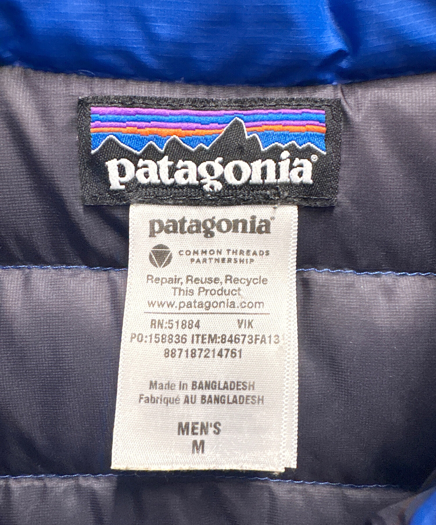 中古・古着通販】Patagonia (パタゴニア) ダウンセーター ブルー