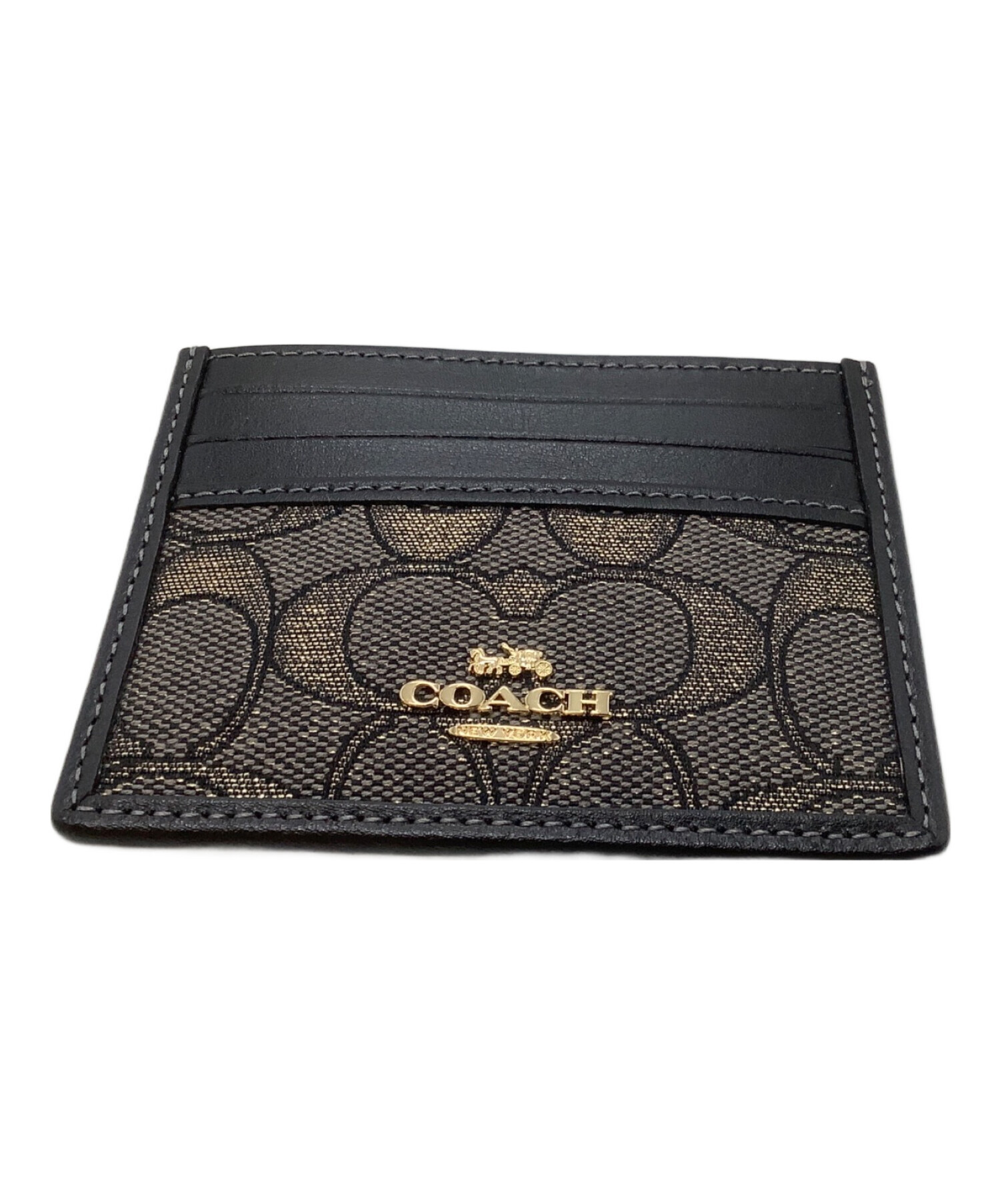 中古・古着通販】COACH (コーチ) パスケース ブラック×ベージュ