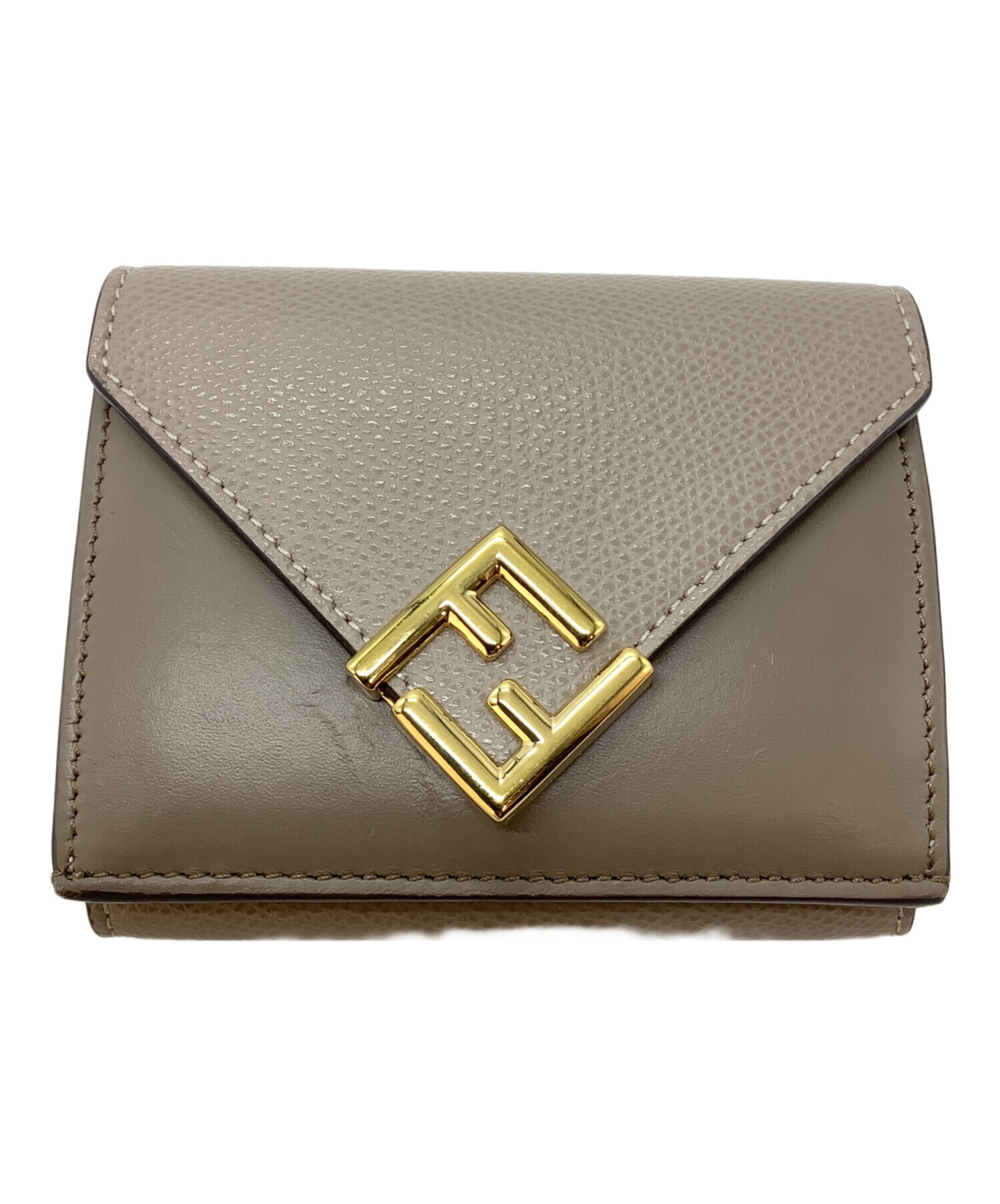 FENDI 三つ折り財布 ベージュ フェンディ バイカラー ブルーグレー 