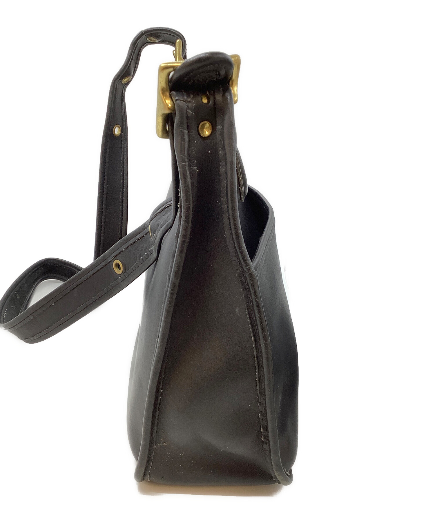 中古・古着通販】COACH (コーチ) レザーショルダーバッグ ブラック 