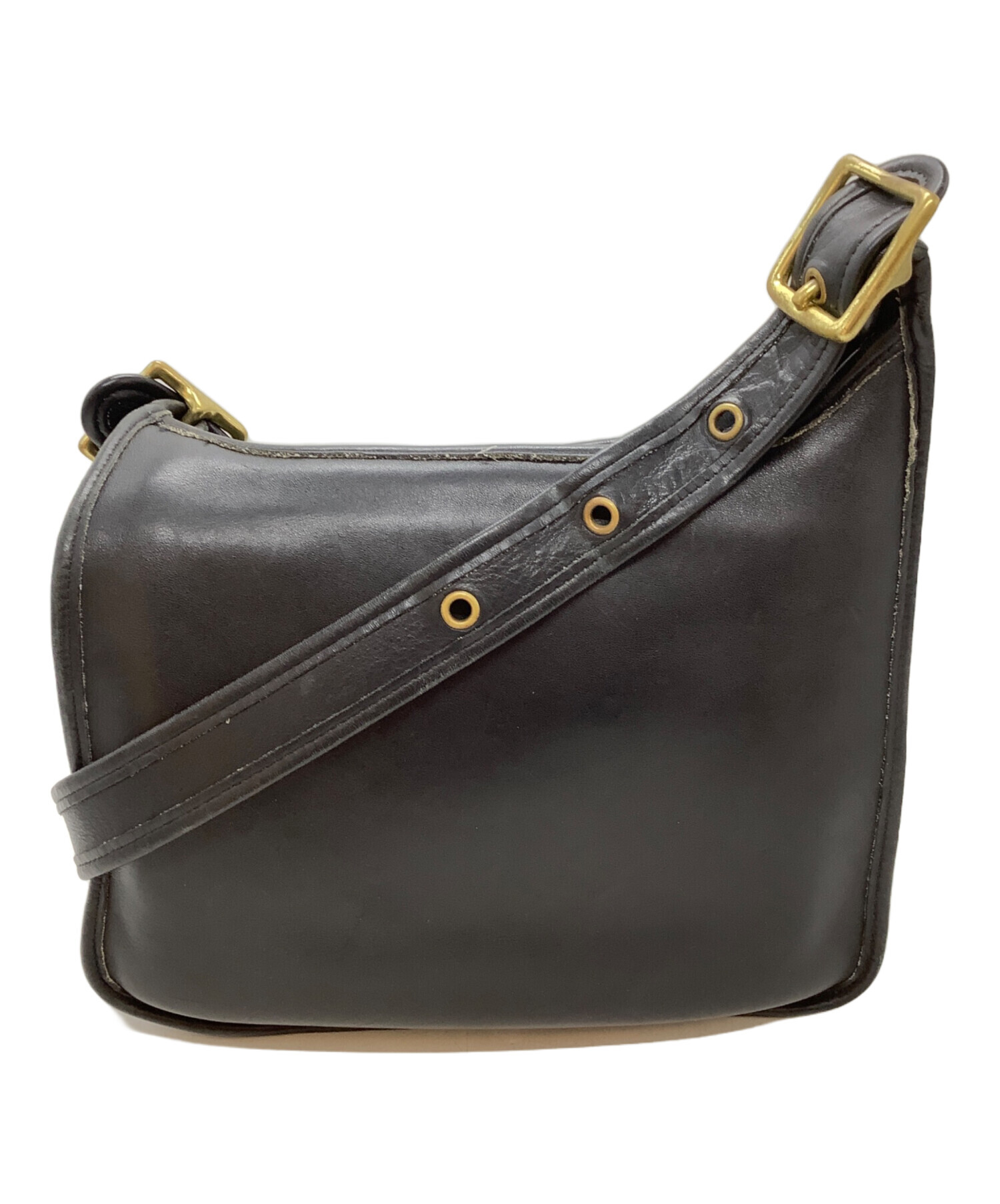 中古・古着通販】COACH (コーチ) レザーショルダーバッグ ブラック 