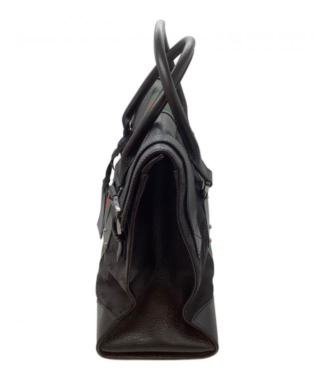 中古・古着通販】GUCCI (グッチ) レザーボストンバッグ ブラック