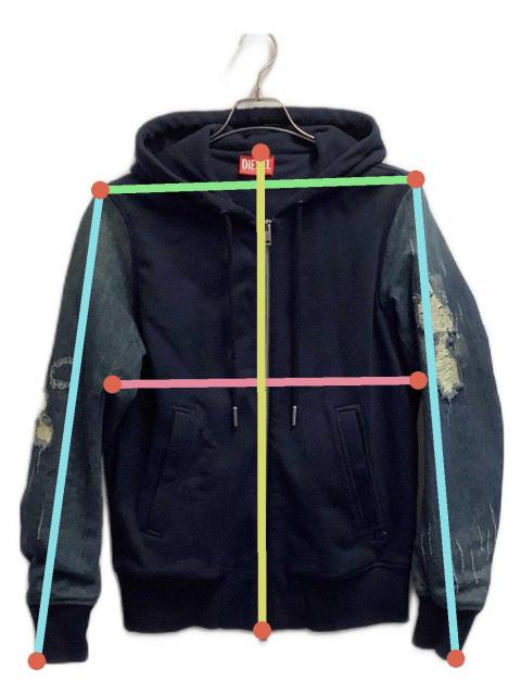 中古・古着通販】DIESEL (ディーゼル) ジップパーカー ネイビー サイズ 中古・古着通販】DIESEL (ディーゼル) ジップパーカー ネイビー サイズ