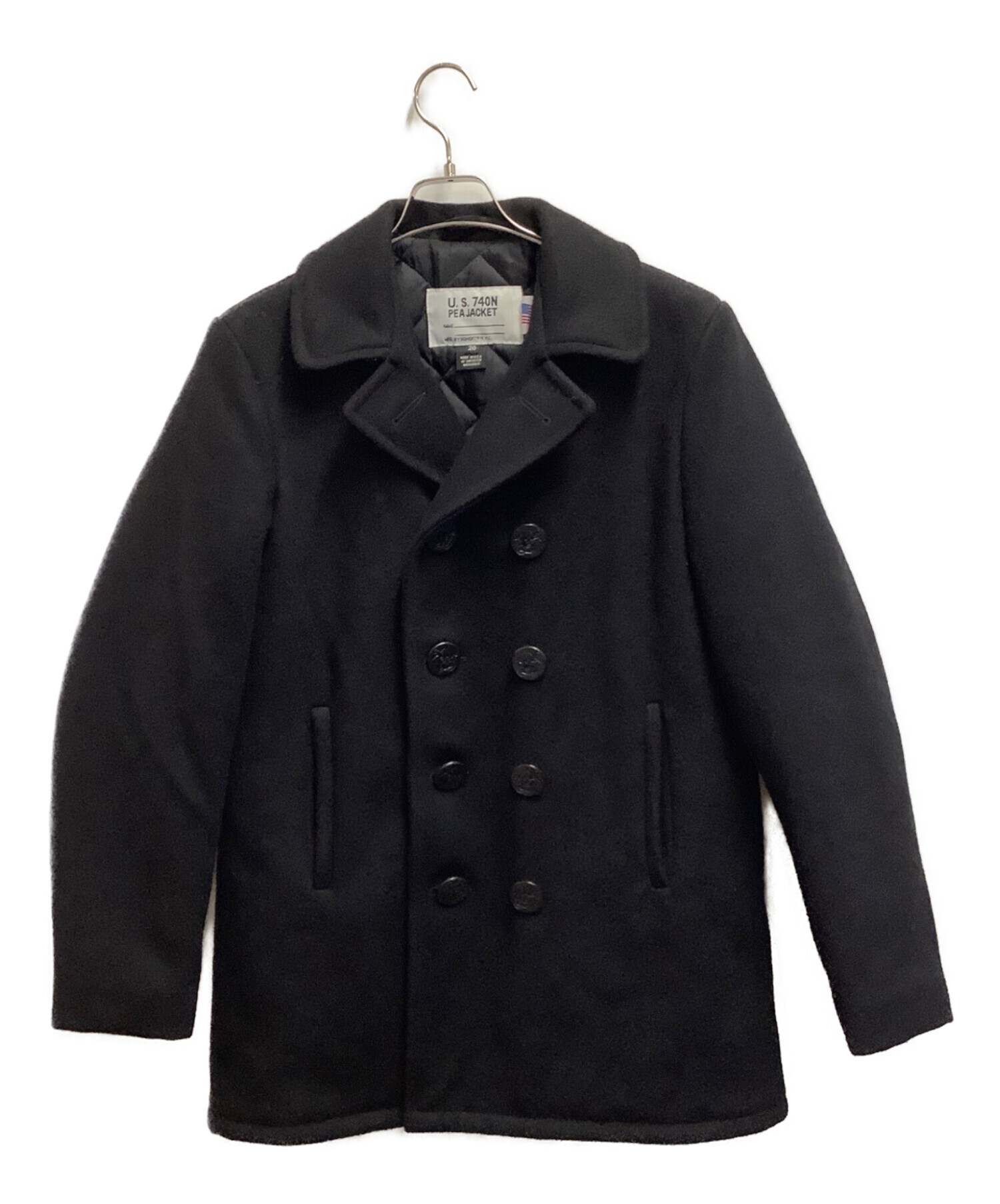 m*c様 未使用保管品✨schott 46size ピーコート ブラック ウール 中古・古着通販】Schott (ショット) コート ブラック サイズ:20