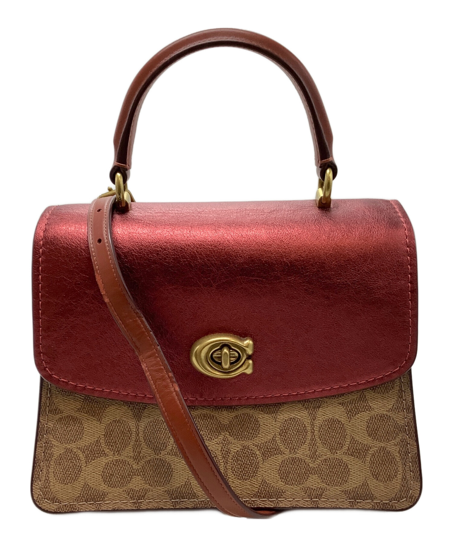 中古・古着通販】COACH (コーチ) チェーンショルダーバッグ レッド