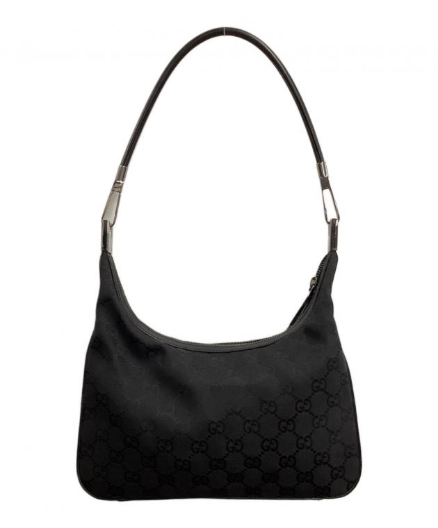 専用 GUCCI ブラック ショルダーバッグ ワンショルダー ナイロン レザー 中古・古着通販】GUCCI (グッチ) ワンショルダーバッグ ブラック