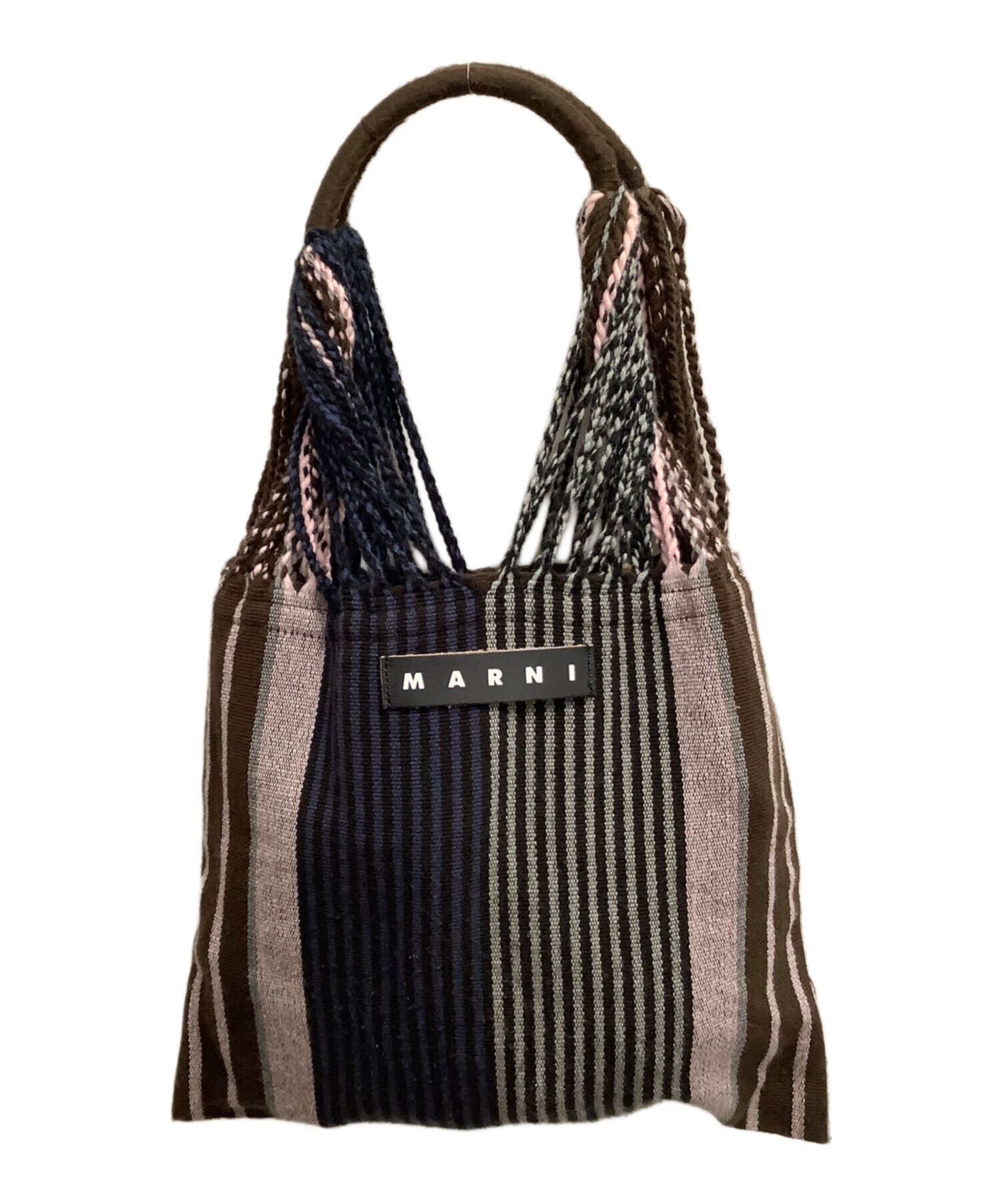 人気定番✨MARNI マルニ ハンモックトートバッグ ネイビー ブラウンベージュ 中古・古着通販】MARNI (マルニ) トートハンモックバッグ ブラウン