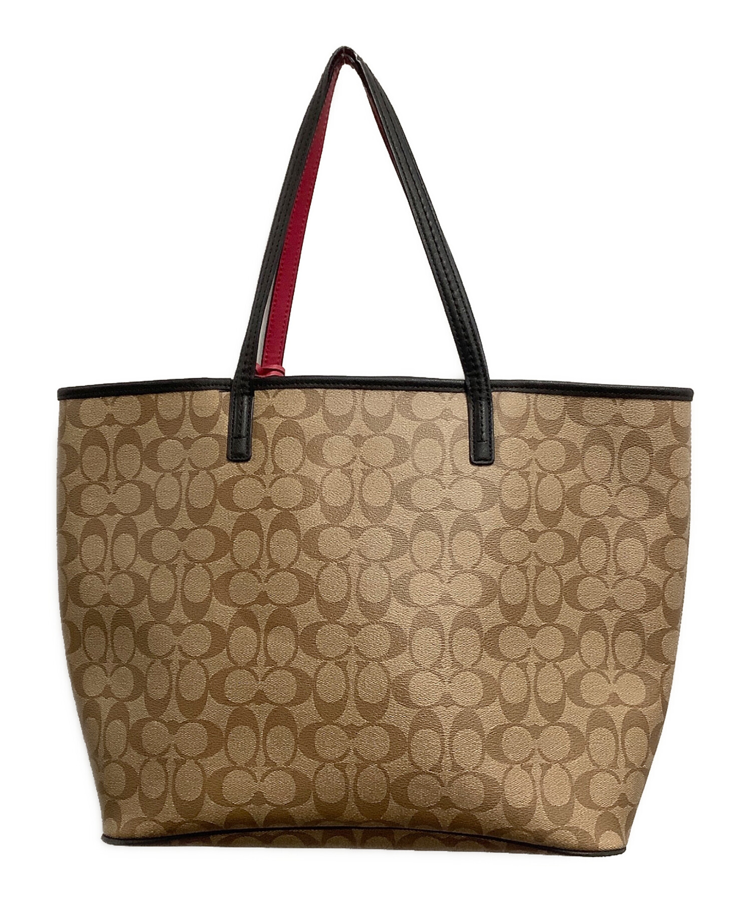 Coach トートバッグ ベージュ/ブラック 中古・古着通販】COACH (コーチ) トートバッグ ベージュ｜ブランド