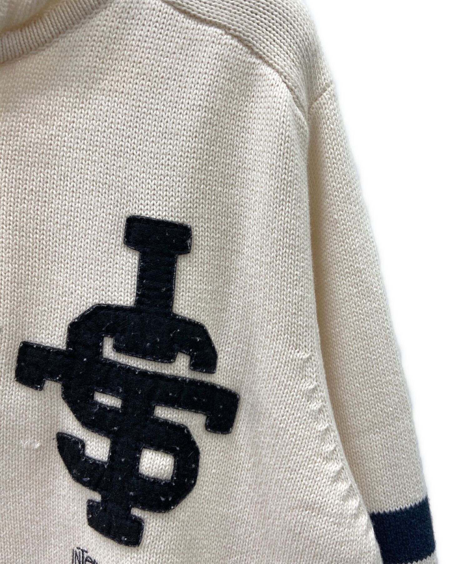 ○ステューシー ニットジャケット パーカー ニットパーカ フーデッドジャケット フルジップジャケット STUSSY 秋物 メンズ 100円スタート stussy (ステューシー) ニットパーカー オフホワイト サイズ:M