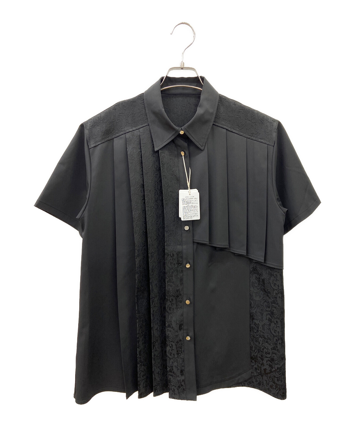 HARE ハレ プリーツ シャツ ブラウス 半袖 美品 中古・古着通販】HARE (ハレ) アシメプリーツシャツ ブラック サイズ