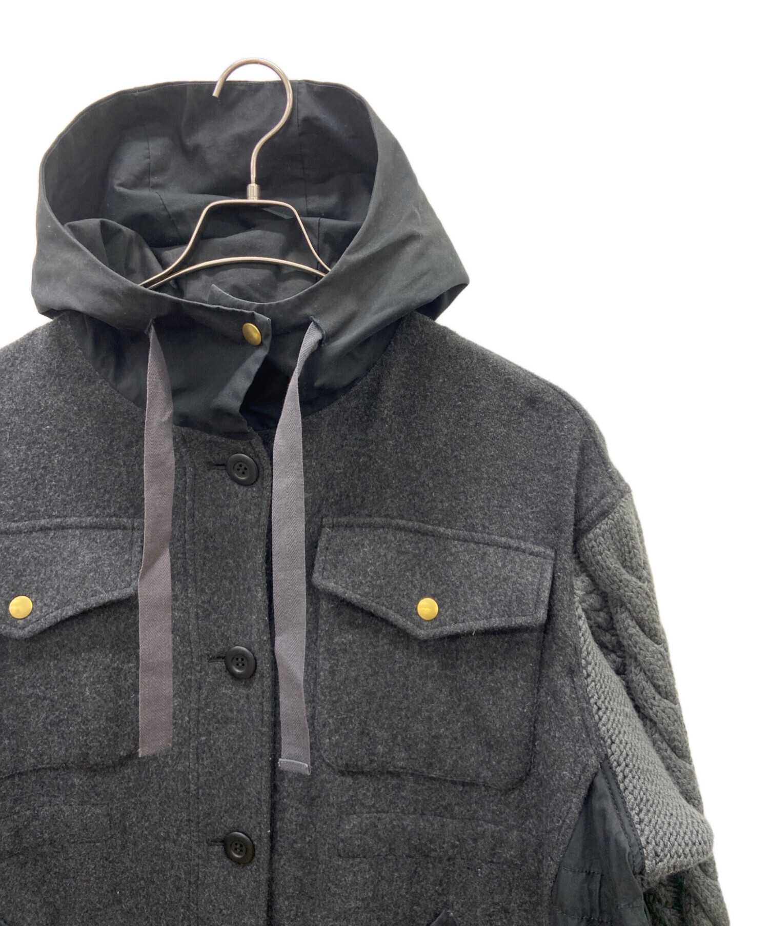 中古・古着通販】STUMBLY (スタンブリ―) コート ブラック×グレー  