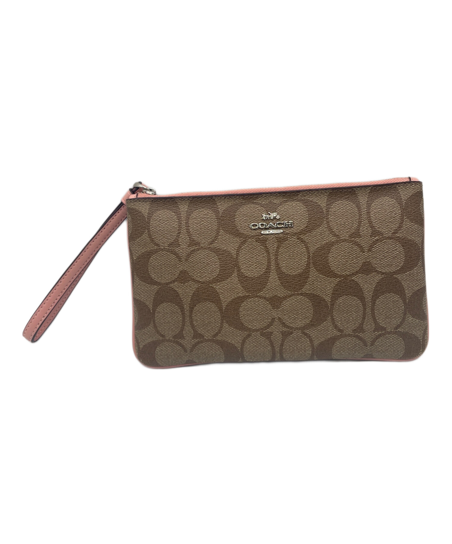中古・古着通販】COACH (コーチ) ポーチ ブラウン×ピンク｜ブランド 