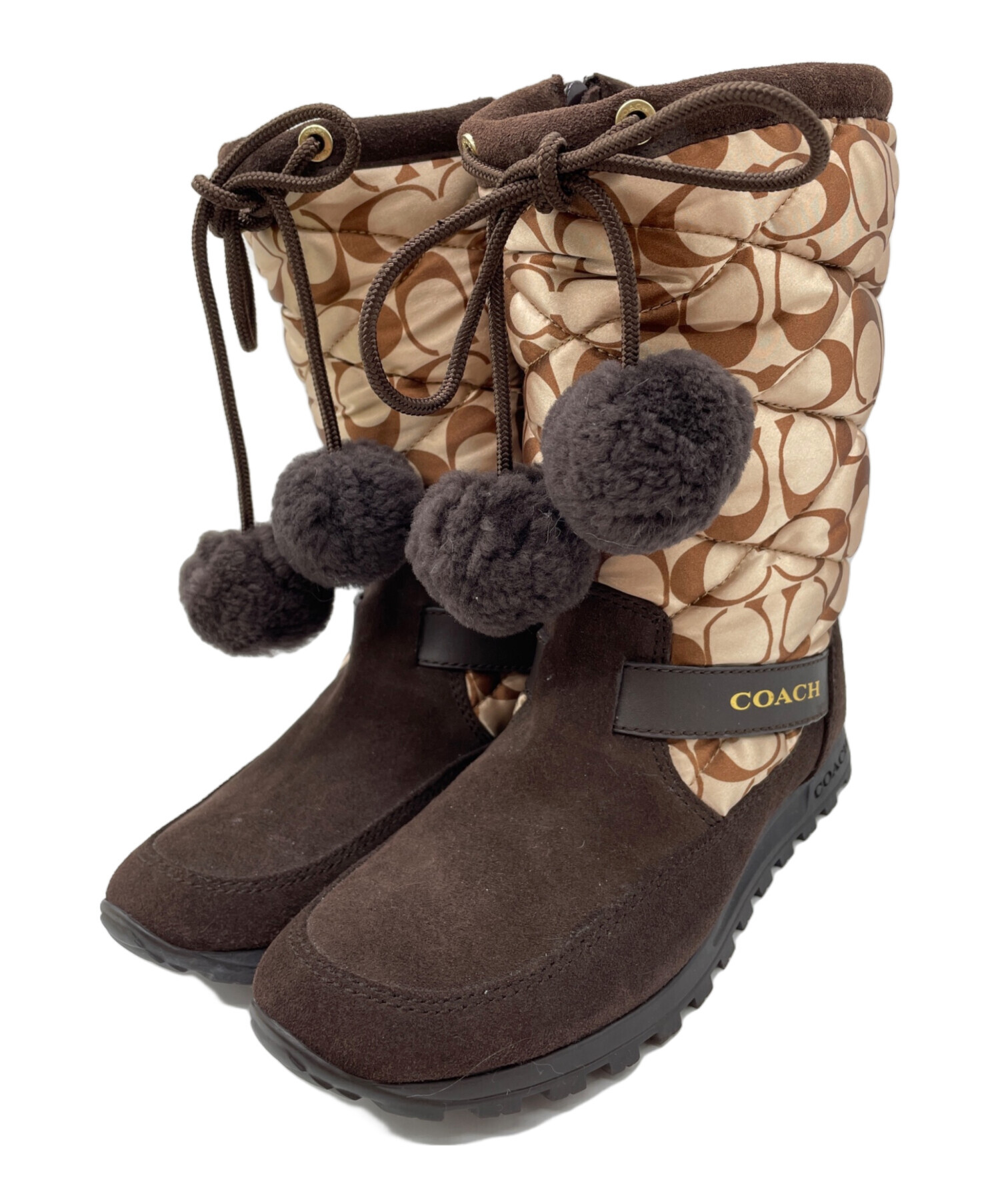 中古・古着通販】COACH (コーチ) ブーツ ベージュ×ブラウン