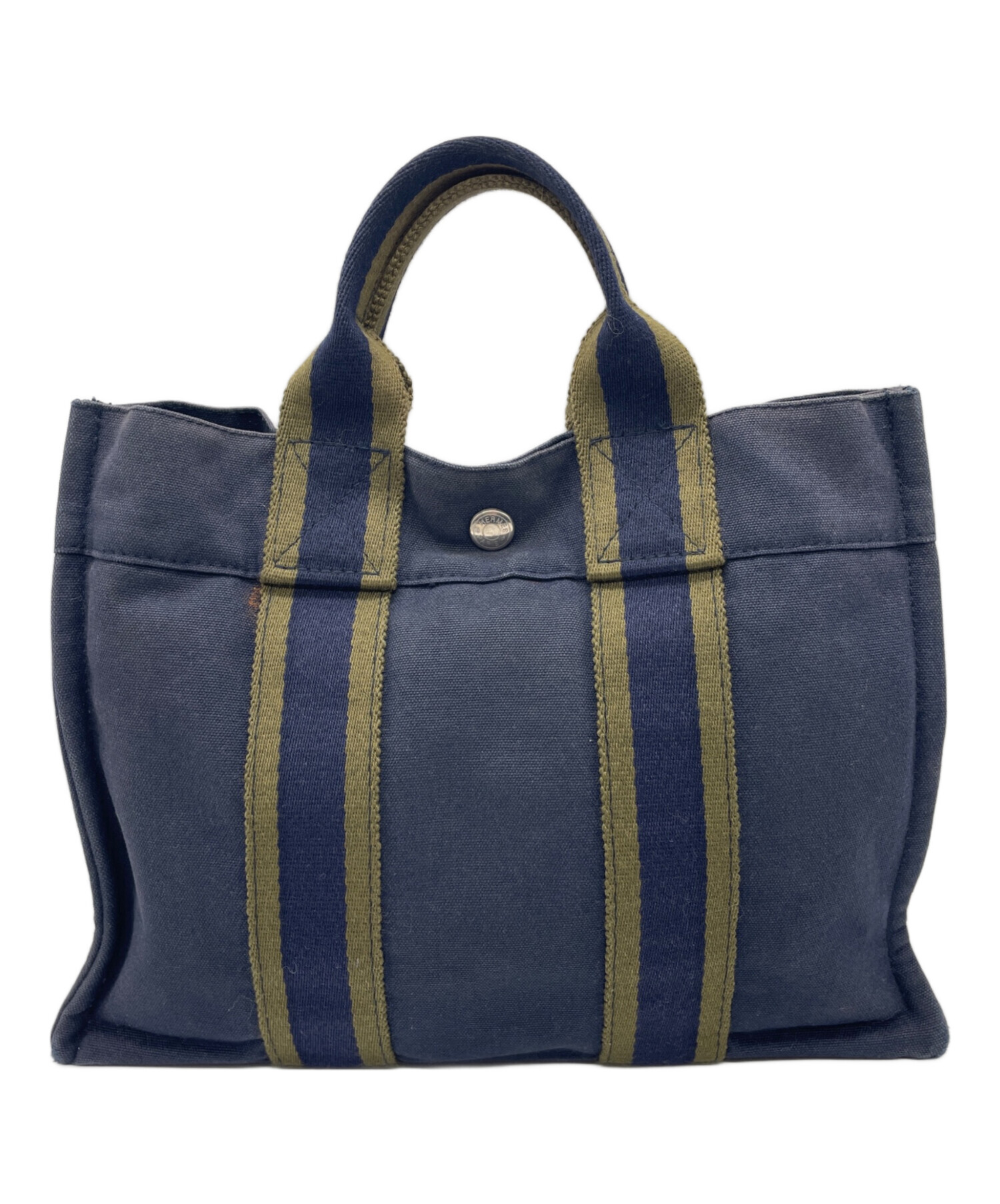 中古・古着通販】HERMES (エルメス) トートバッグ ネイビー×グリーン  