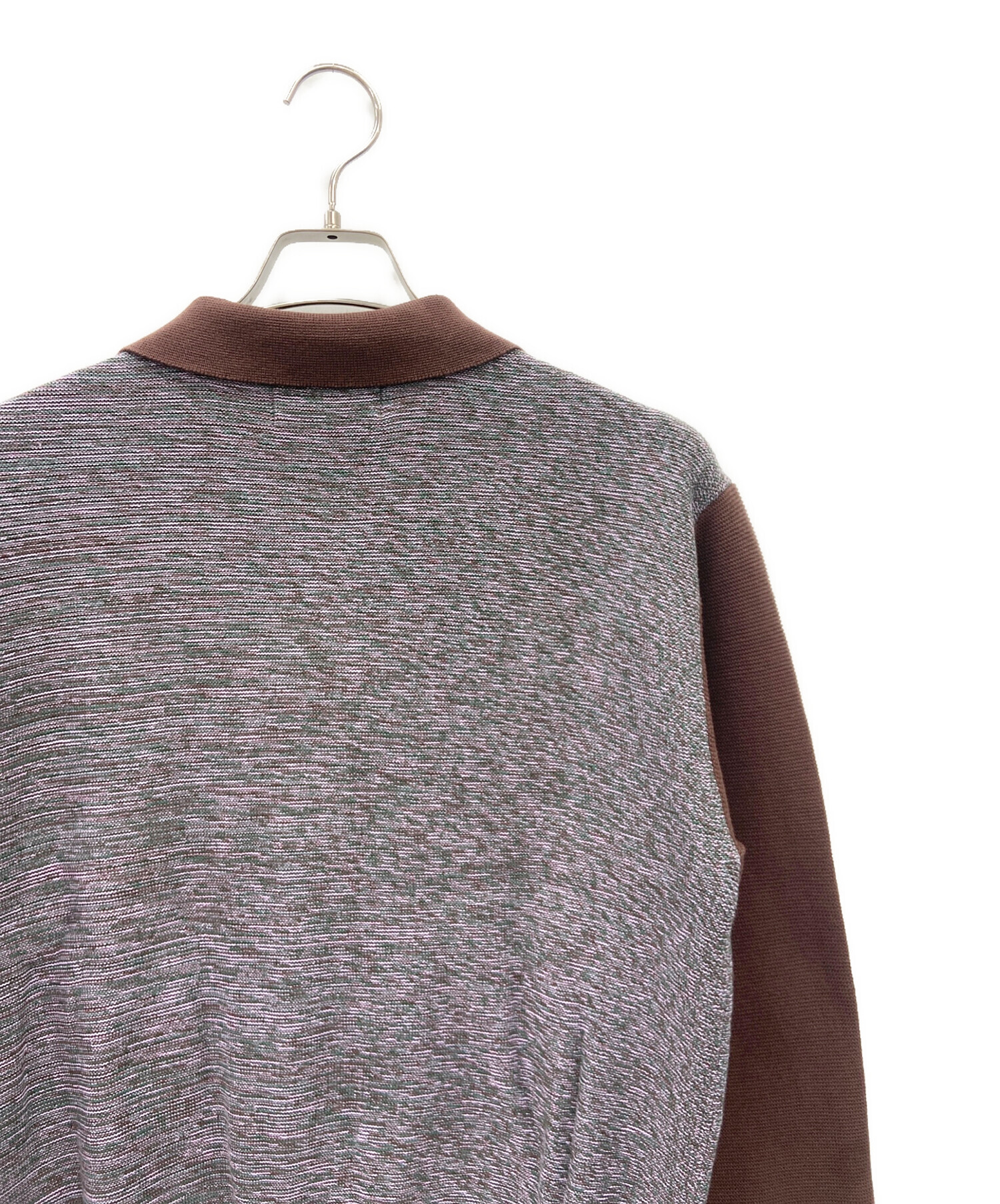 中古・古着通販】BoTT (ボット) Marled Knit Polo ブラウン×パープル 