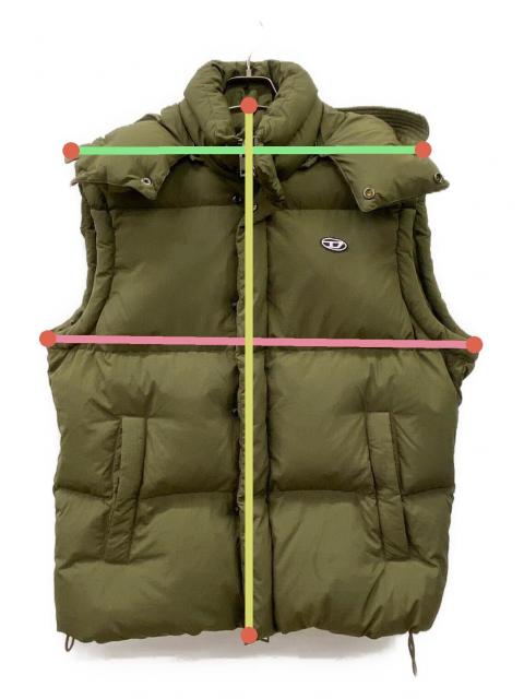 DIESELオリーブグリーン フード付きダウンベスト W-ROLFYS W-ROLFYS