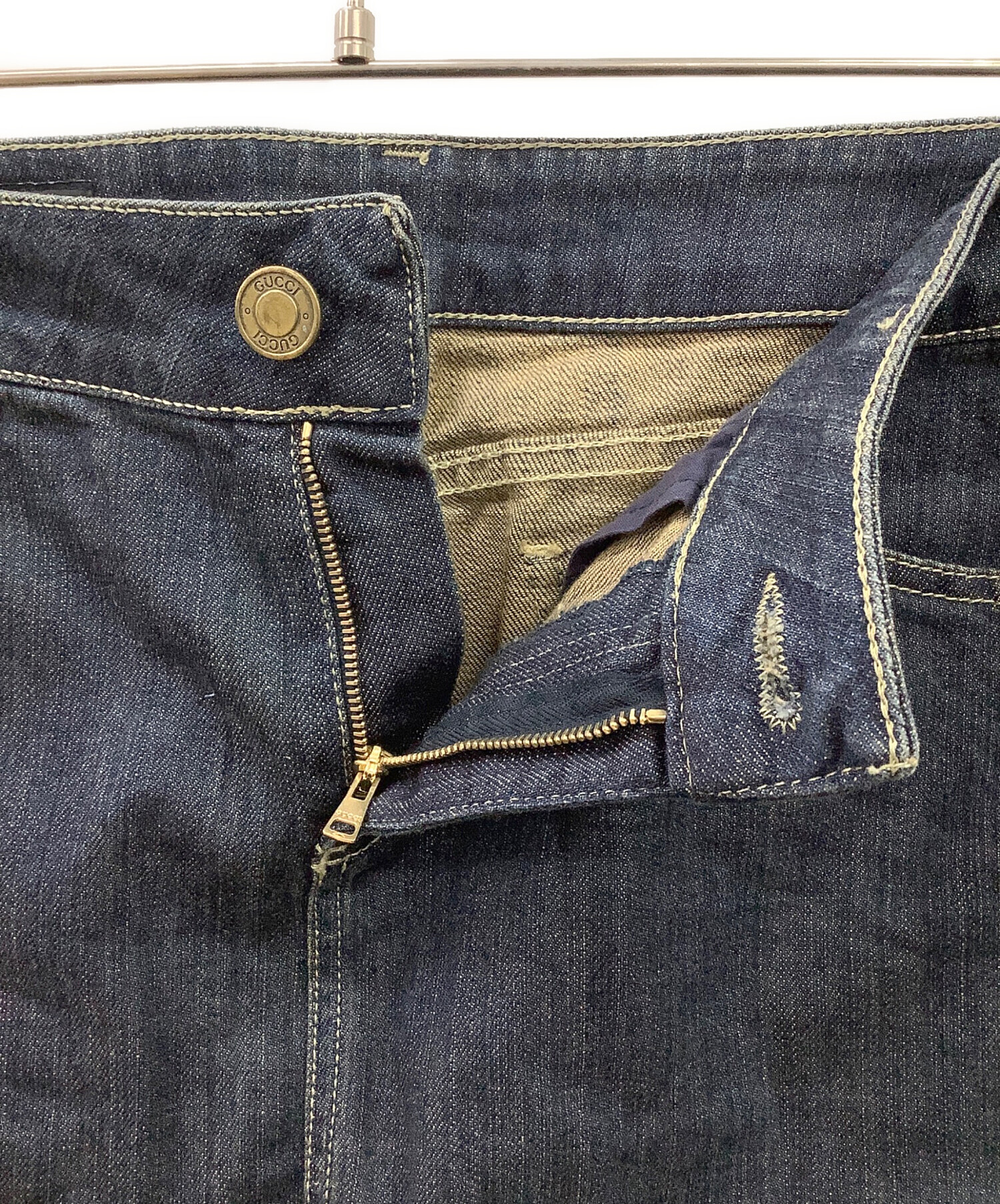 GUCCI グッチデニムスカートサイズM 中古・古着通販】GUCCI (グッチ) GGボタン フレアデニムスカート