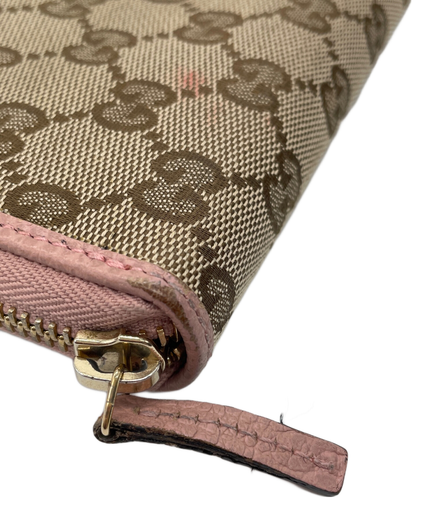 中古・古着通販】GUCCI (グッチ) 長財布 ベージュ×ピンク｜ブランド