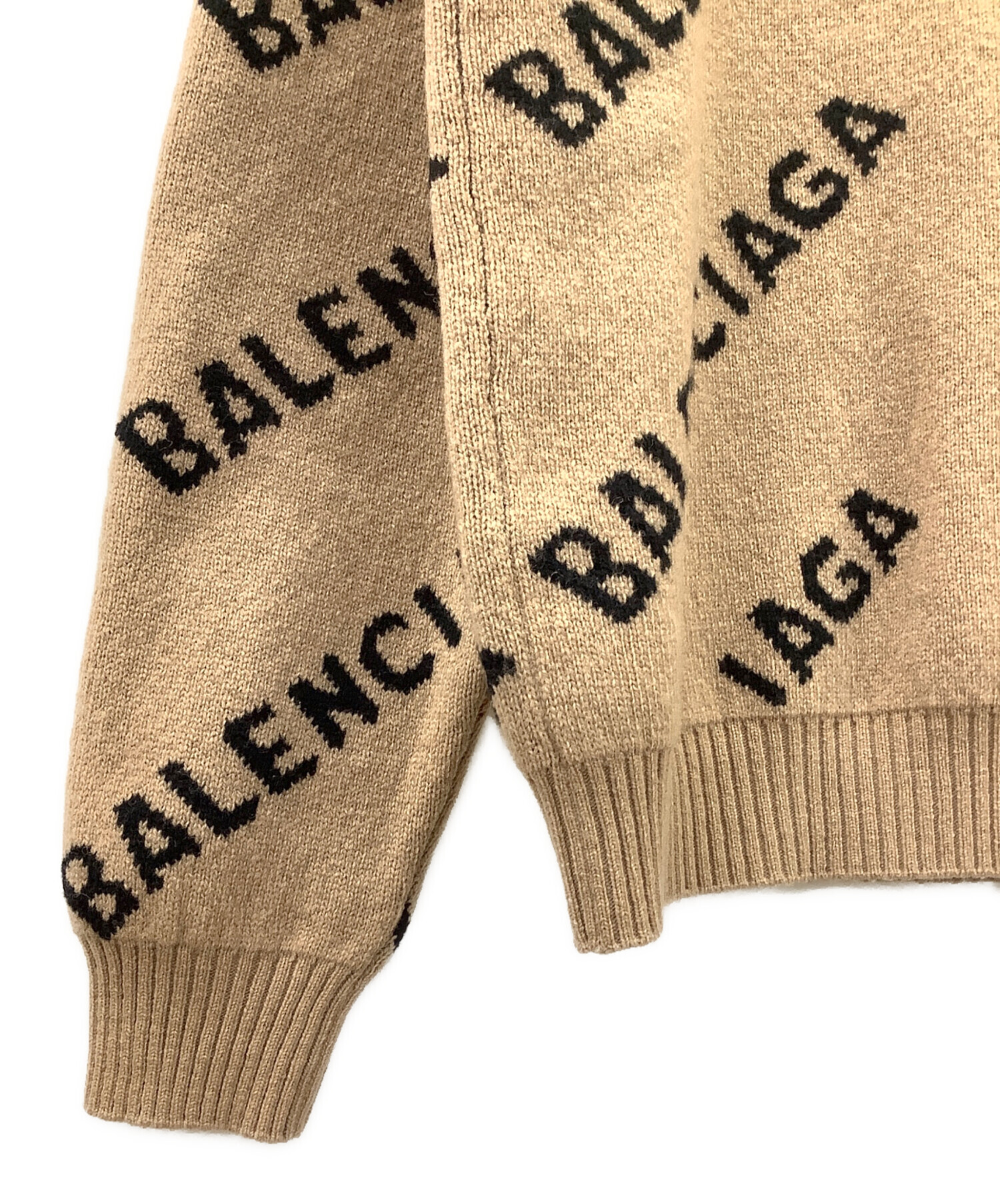 BALENCIAGA ロゴニットセーター ベージュ 中古・古着通販】BALENCIAGA (バレンシアガ) ロゴニット ブラウン