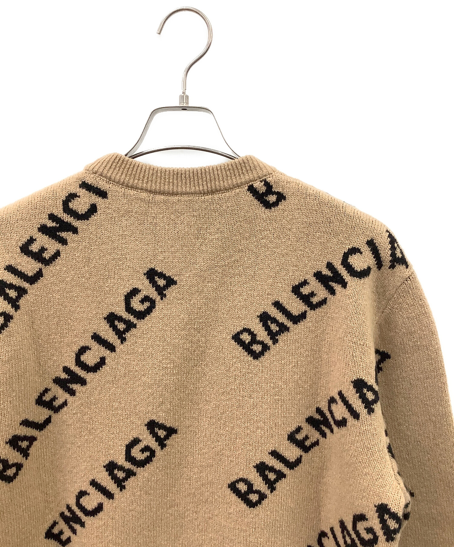 中古・古着通販】BALENCIAGA (バレンシアガ) ロゴニット ブラウン 中古・古着通販】BALENCIAGA (バレンシアガ) ロゴニット ブラウン
