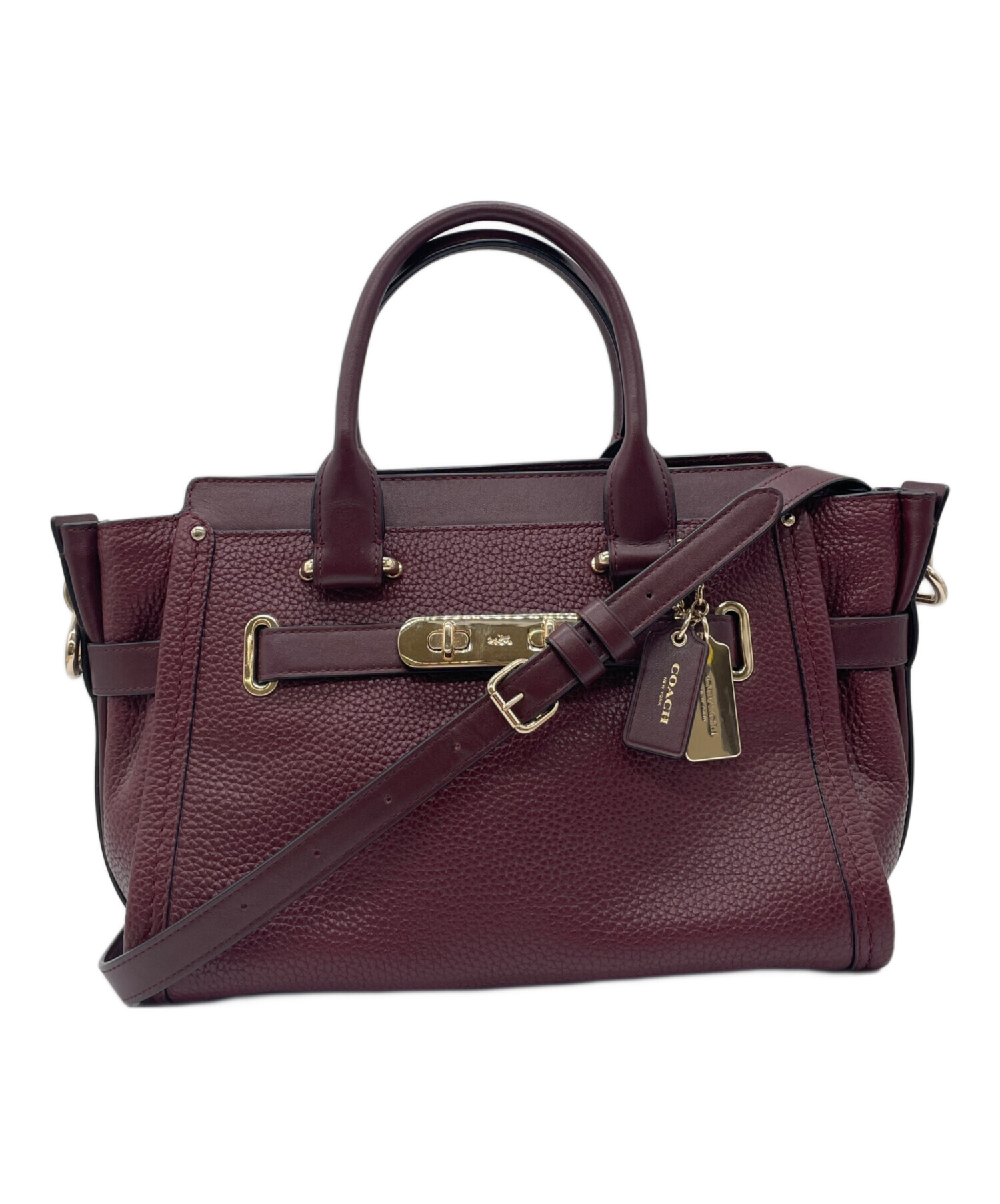 中古・古着通販】COACH (コーチ) 2WAYバッグ ボルドー×ゴールド 