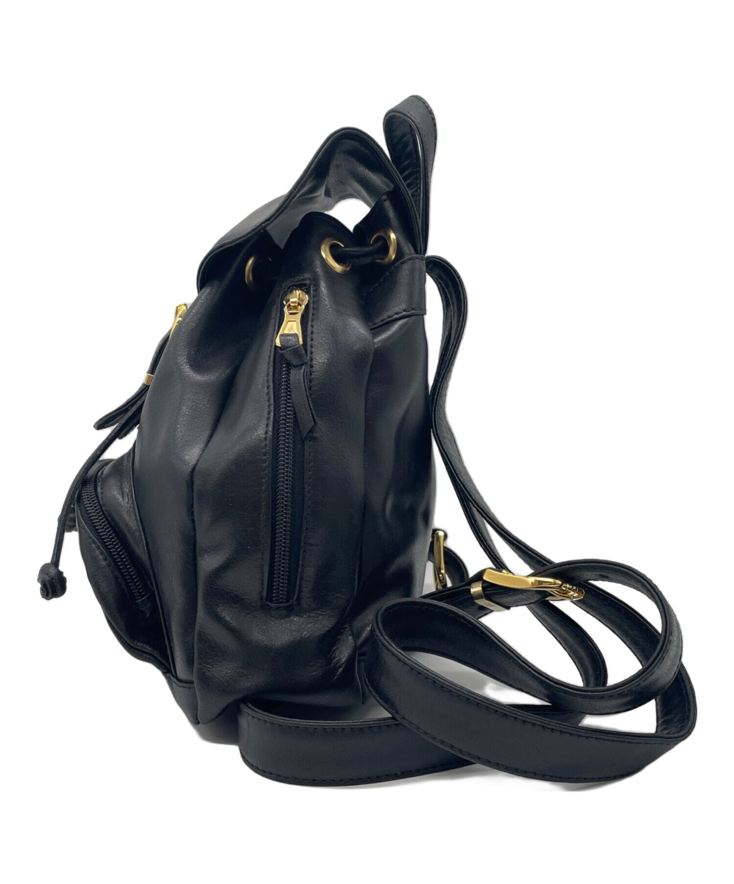 GIANNI VERSACE ジャンニヴェルサーチ　リュック　黒ナイロン×レザー 中古・古着通販】GIANNI VERSACE (ジャンニ・ヴェルサーチ) リュック