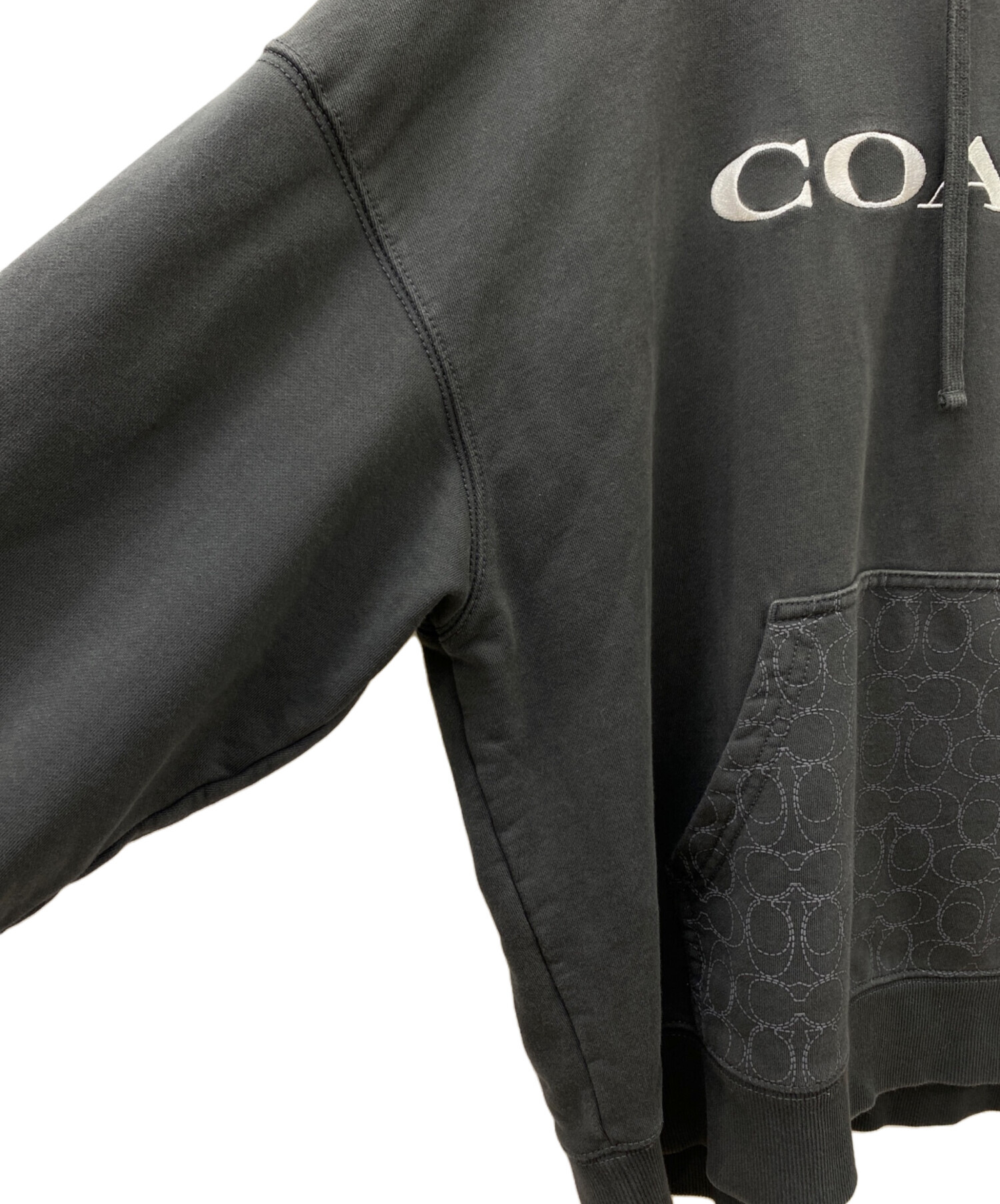 コーチCOACH シグネチャープルオーバーパーカーブラック　サイズM COACH - coach コーチ シグネチャー プルオーバーパーカーの通販 by