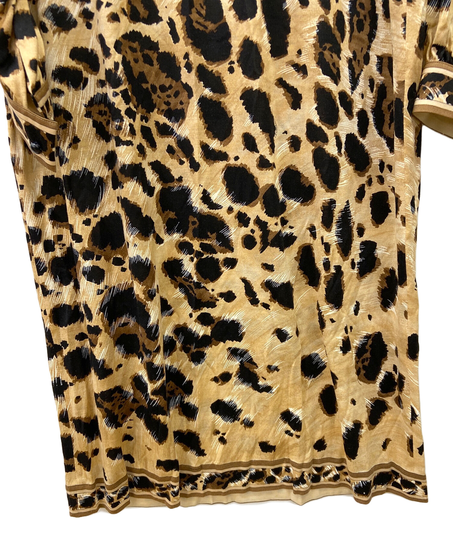 中古・古着通販】LEONARD (レオナール) 長袖ワンピース ブラウン 