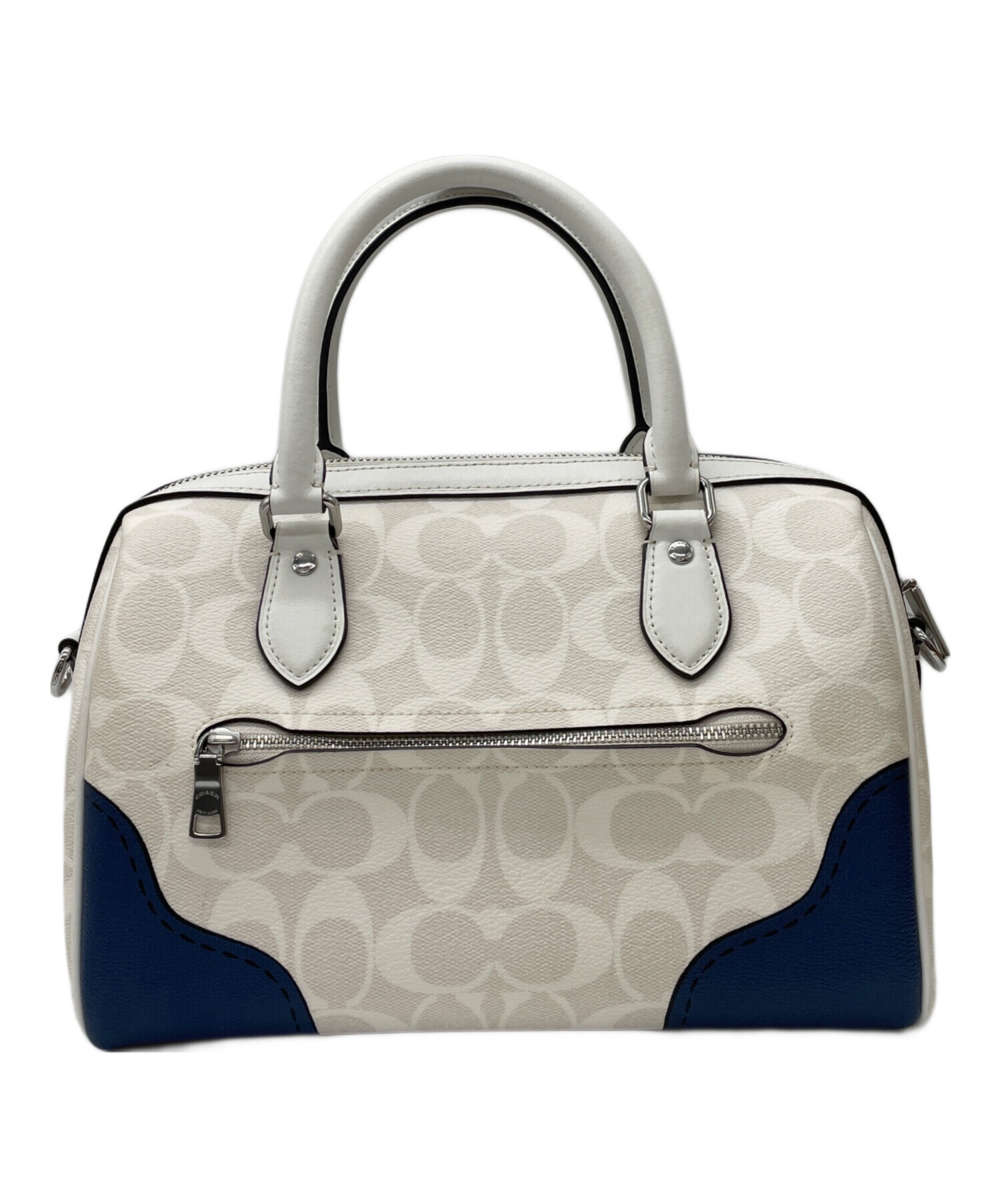 中古・古着通販】COACH (コーチ) 2WAYバッグ ホワイト×ブルー 