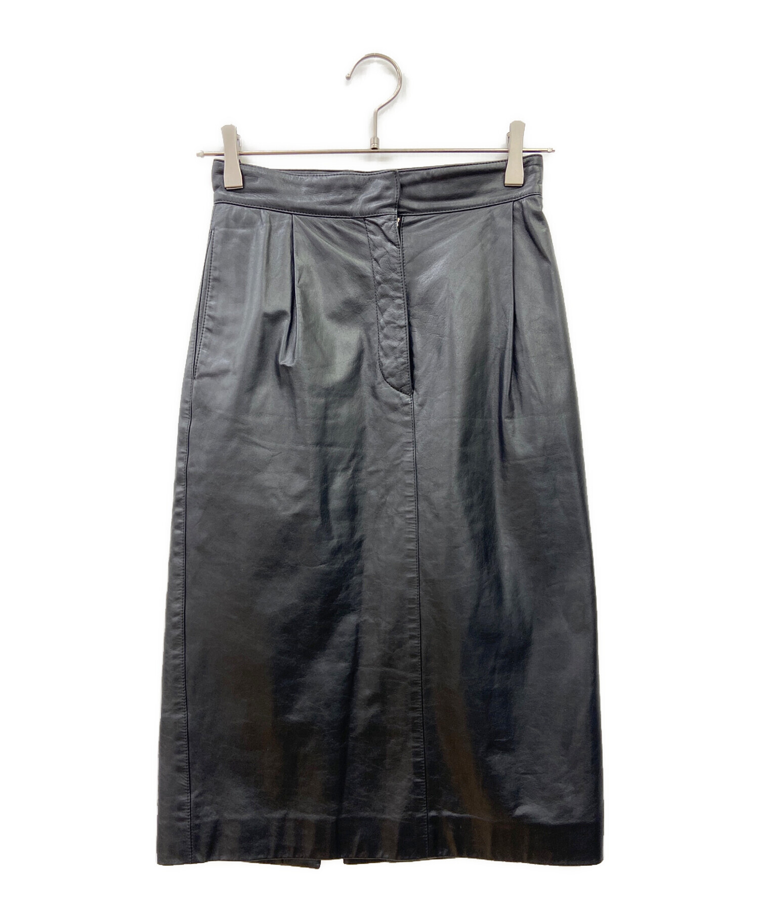 中古・古着通販】VALENTINO (ヴァレンティノ) レザースカート ブラック