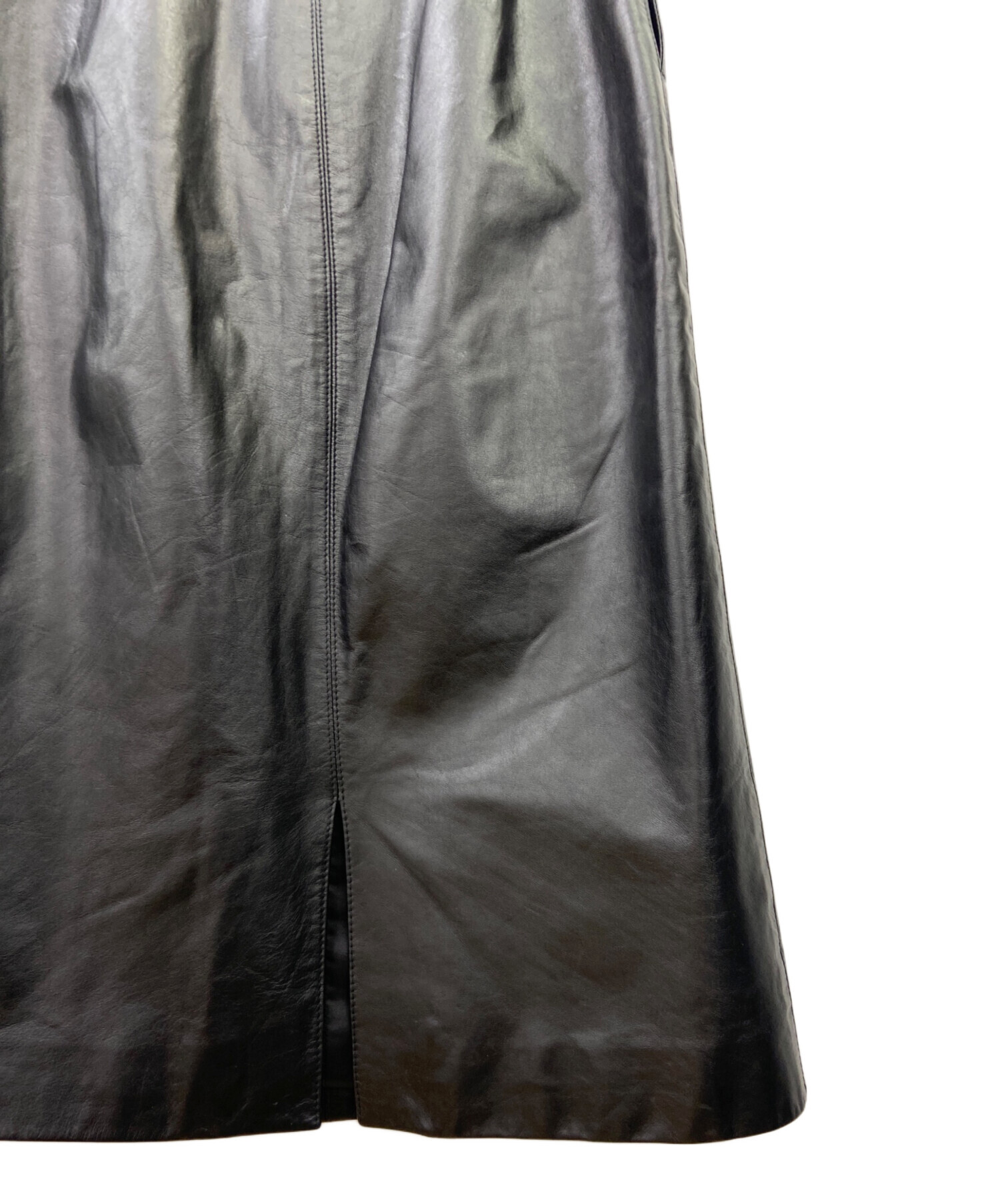 中古・古着通販】VALENTINO (ヴァレンティノ) レザースカート ブラック