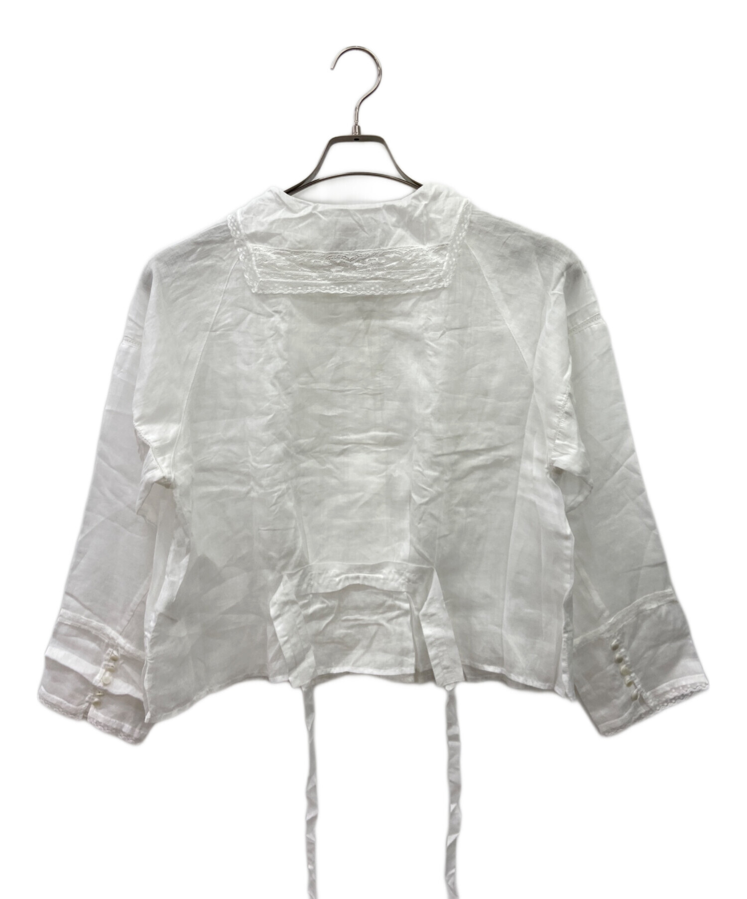 nest Robe 長袖 ブラウス ホワイト Fサイズ 中古・古着通販】nest Robe (ネストローブ) 長袖シャツ ホワイト
