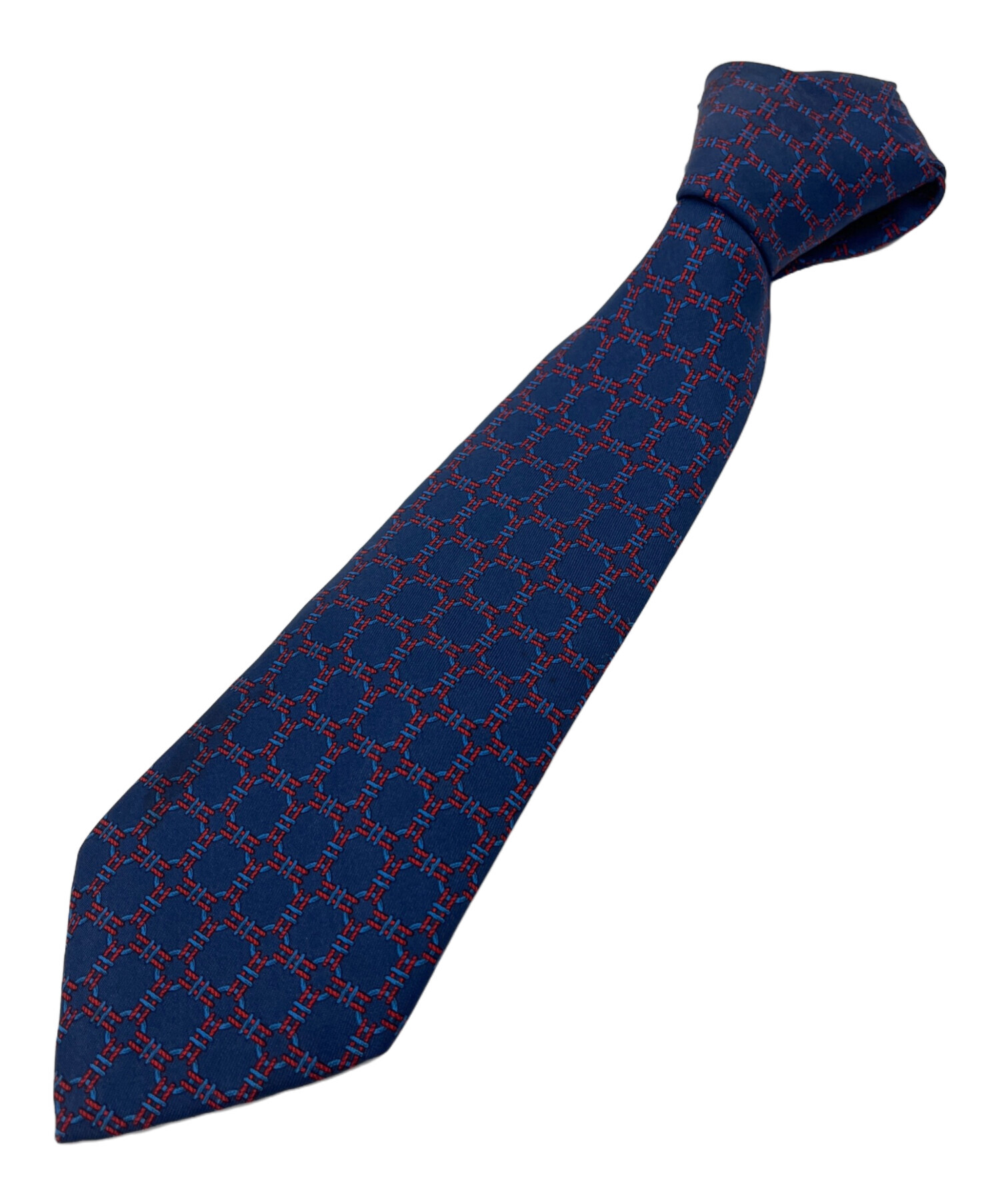 HERMES エルメス ネクタイ ネイビー レッド 総柄 Hマーク 楽天市場
