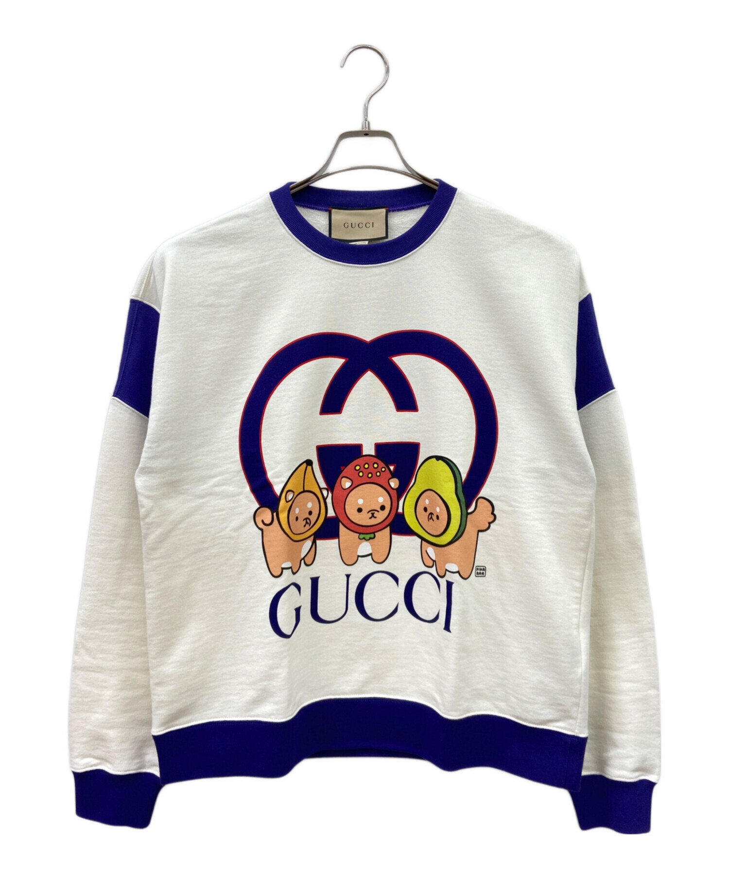 GUCCI フラワープリント スウェット トレーナー ホワイト 36 美品 グッチ スウェット トレーナー フラワー 花柄 ロゴ アイボリー M