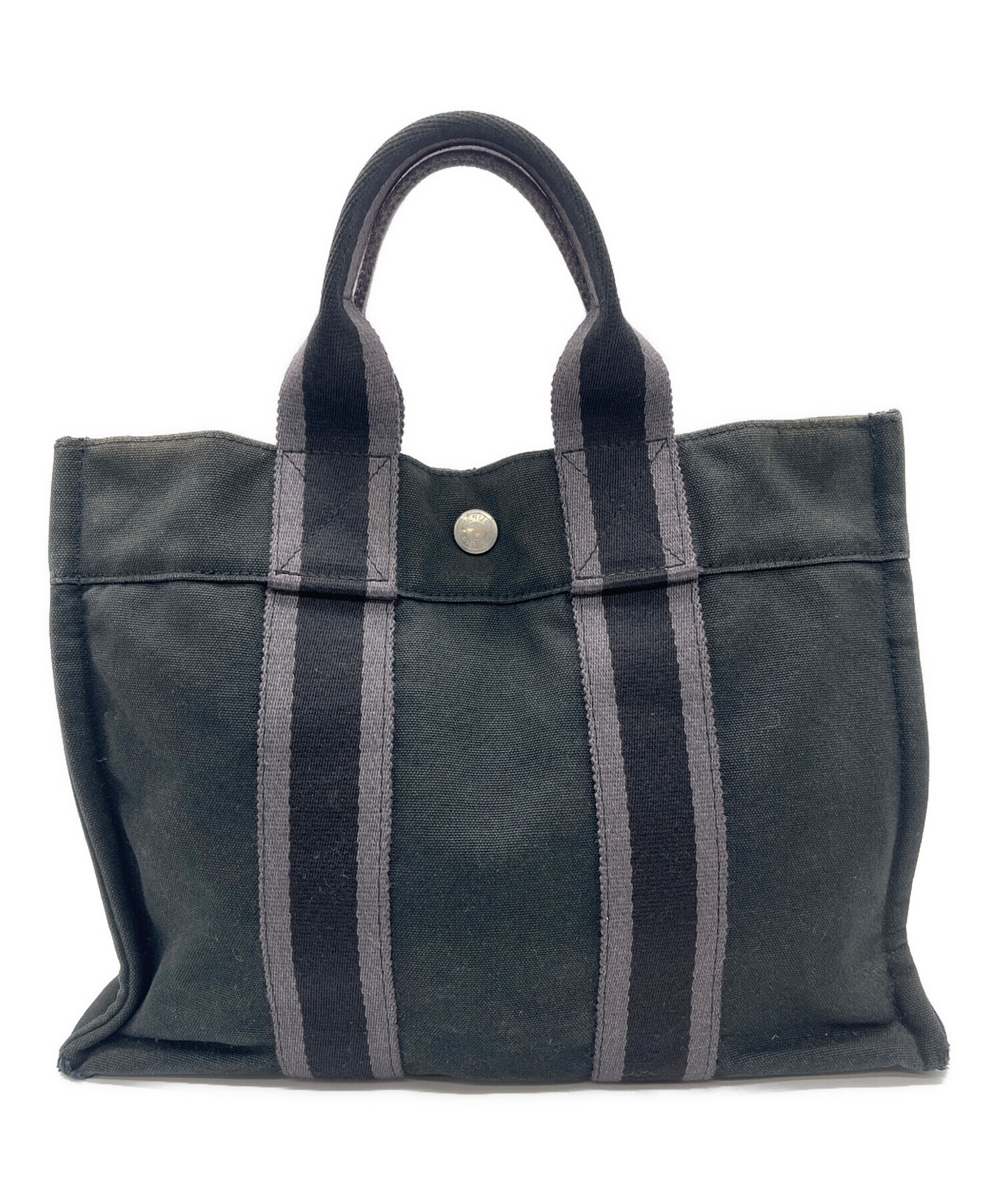 中古・古着通販】HERMES (エルメス) ミニトートバッグ ブラック×グレー 
