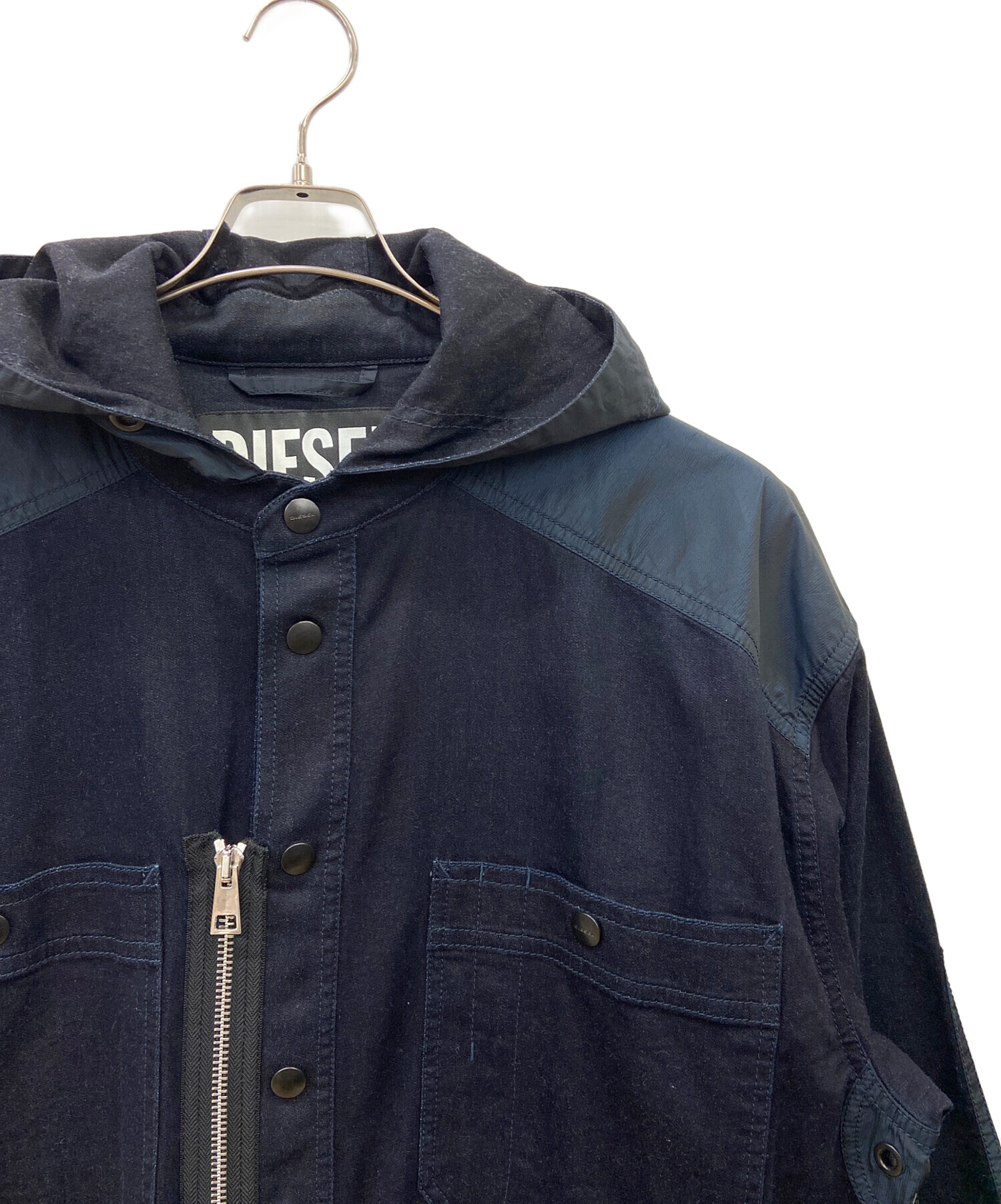 中古・古着通販】DIESEL (ディーゼル) ナイロンコンビデニムフード