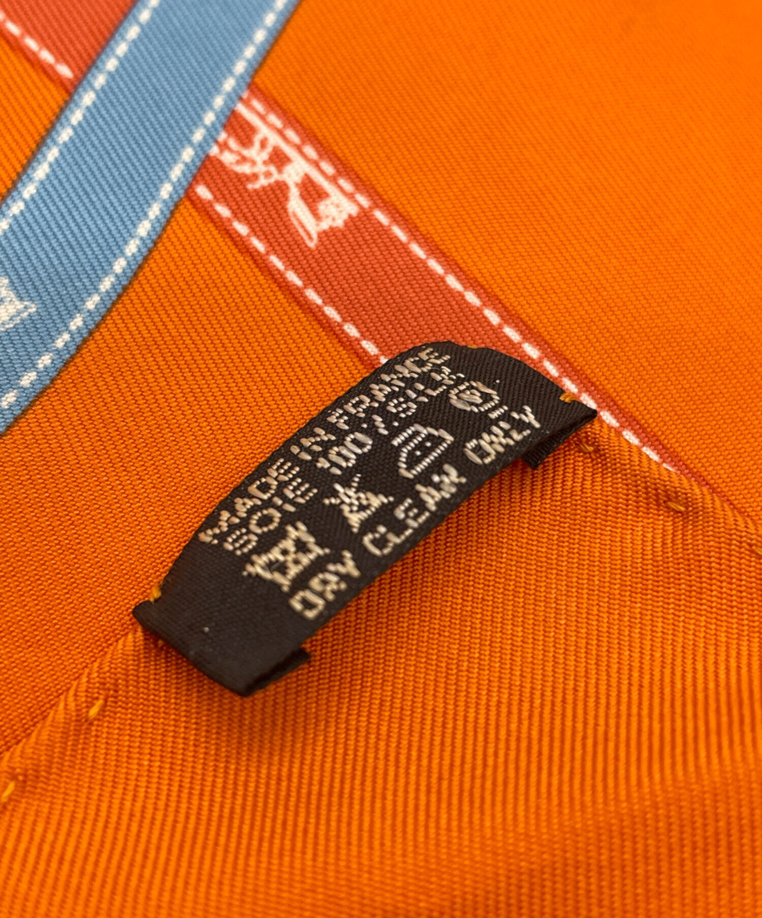 中古・古着通販】HERMES (エルメス) シルクスカーフ オレンジ×ブルー 