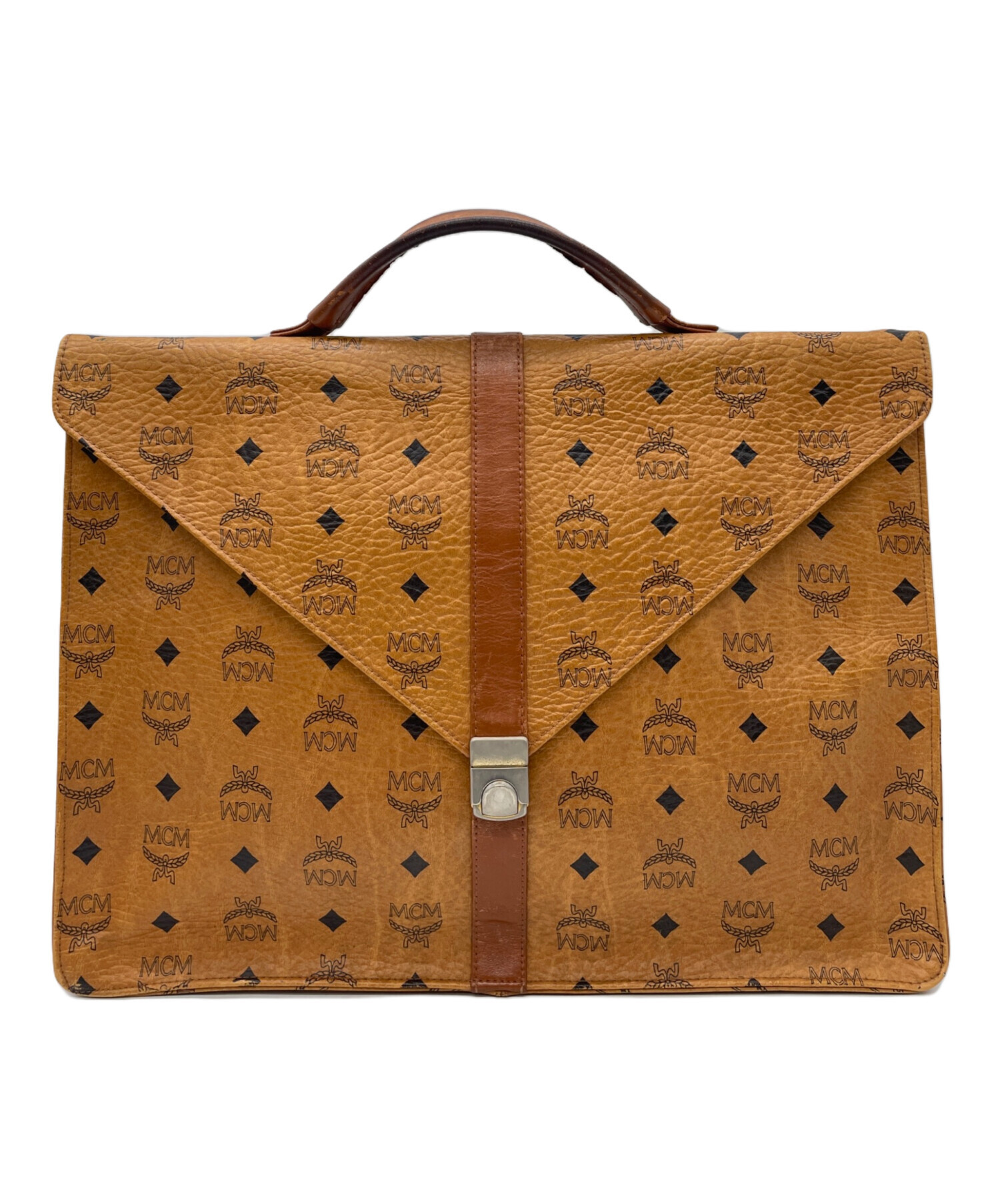 MCM ビジネスバッグ ブリーフケース ブラウンレザー 総柄　キャメル MCM ビジネスバッグ ブリーフケース ブラウンレザー 総柄 キャメル
