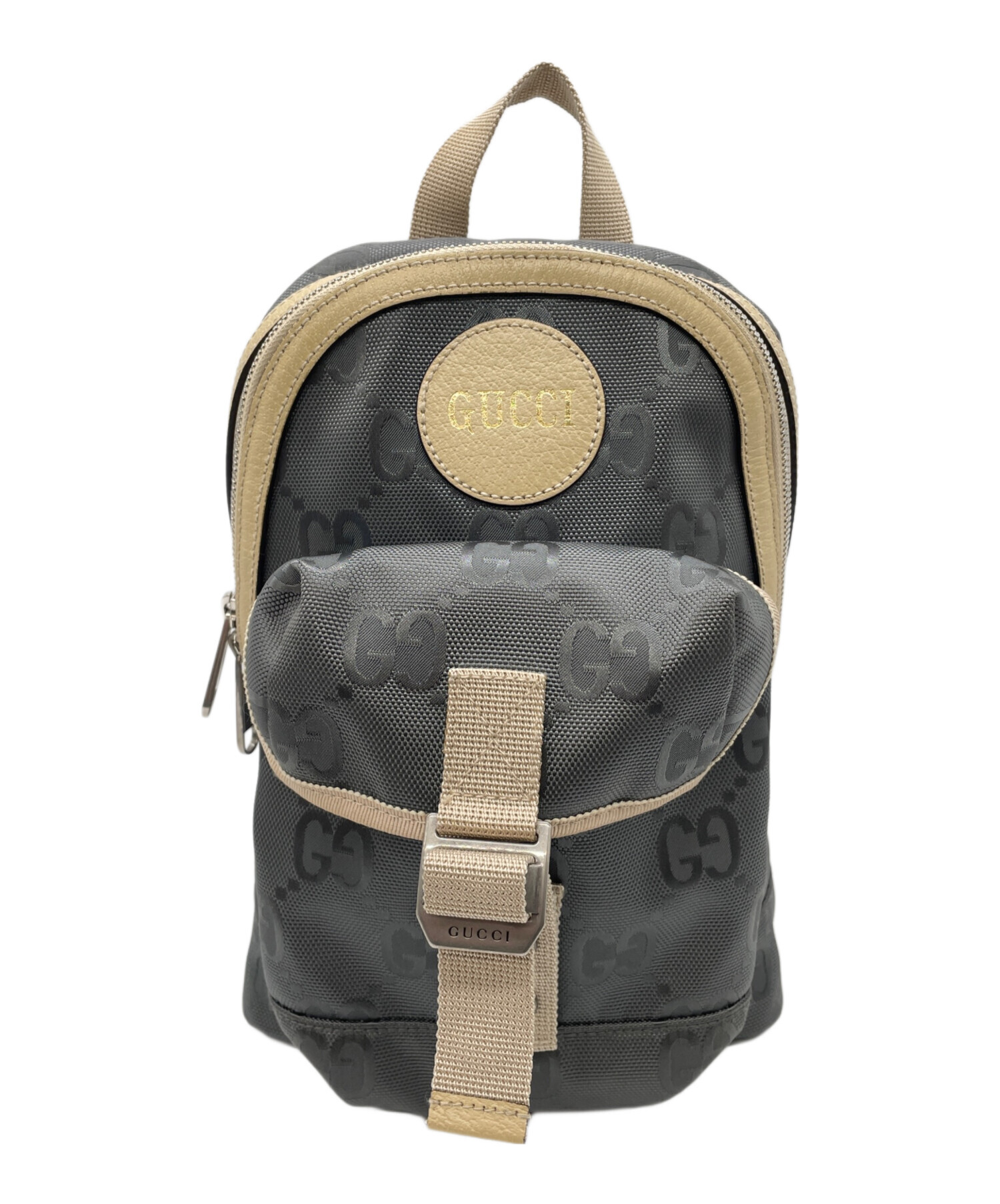 グッチ オフザグリッド ボディバッグ レザー×PVC グレー GG柄 ギャラ付 中古・古着通販】GUCCI (グッチ) オフザグリッド ボディバッグ グレー