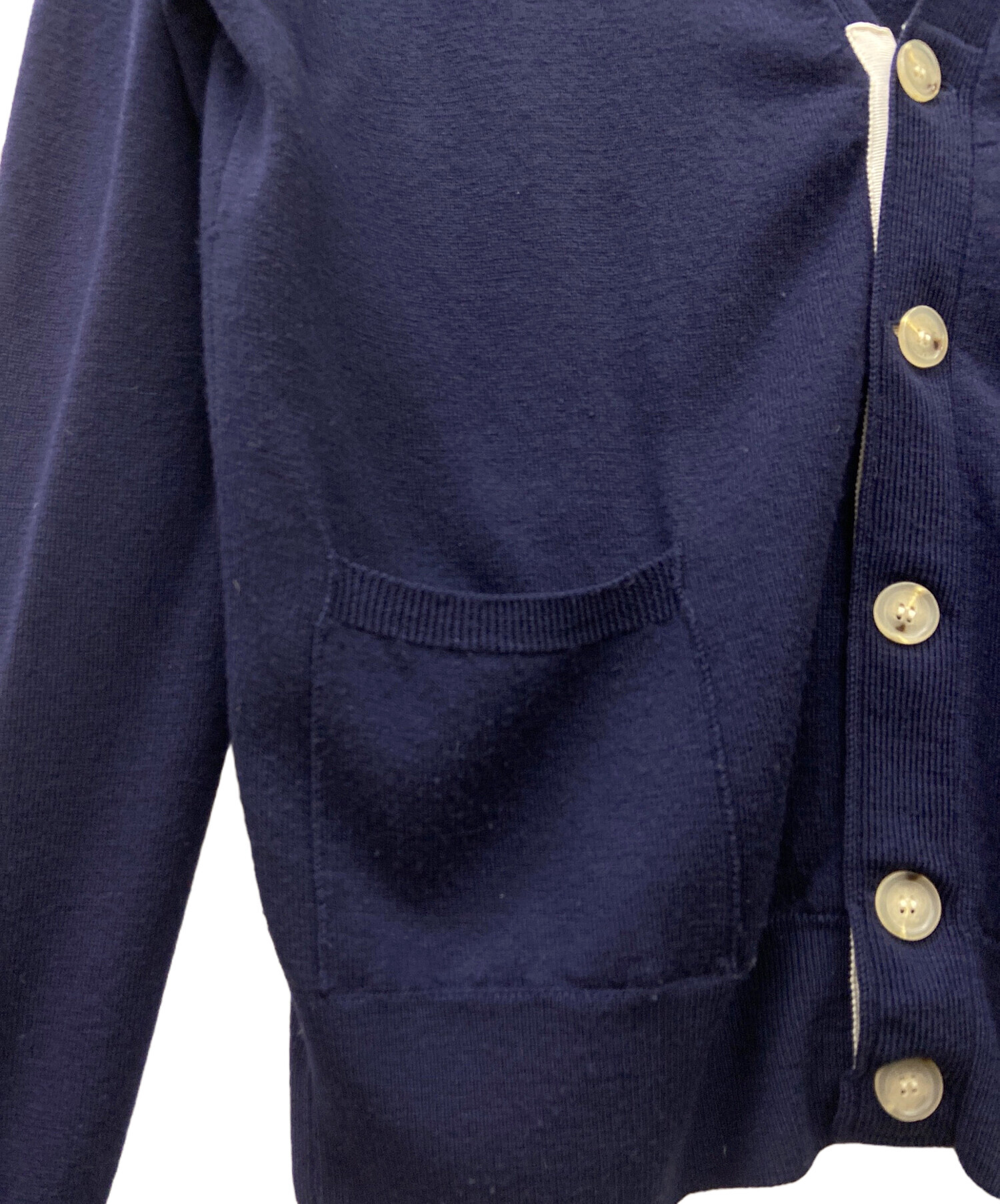 【極美品】MAISON KITSUNÉ ネイビー カーディガン 中古・古着通販】MAISON KITSUNE (メゾンキツネ) 薄手カーディガン