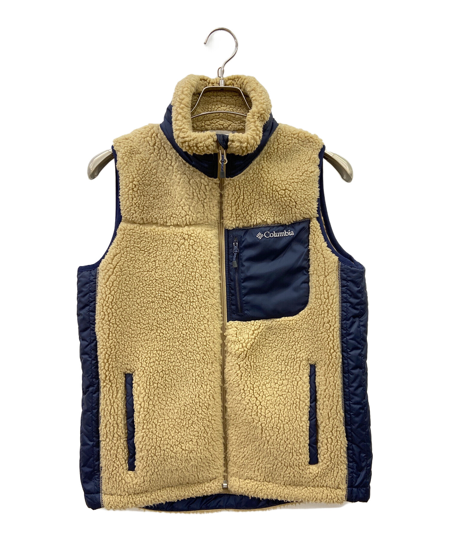 中古・古着通販】Columbia (コロンビア) ボアベスト ベージュ×ネイビー 