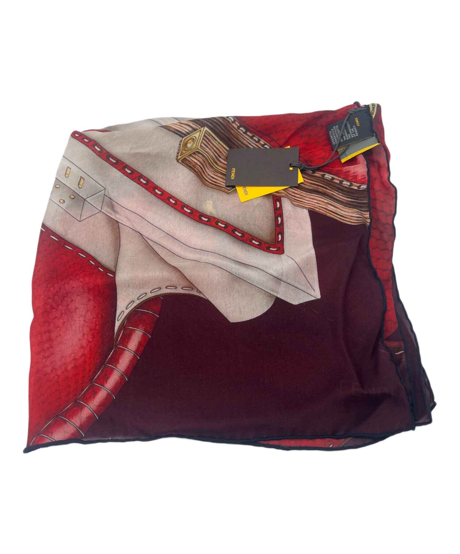 FENDI フェンディ シルク スカーフ 未使用 タグ付 シアー 冷房対策 中古・古着通販】FENDI (フェンディ) シルクスカーフ レッド 未使用品