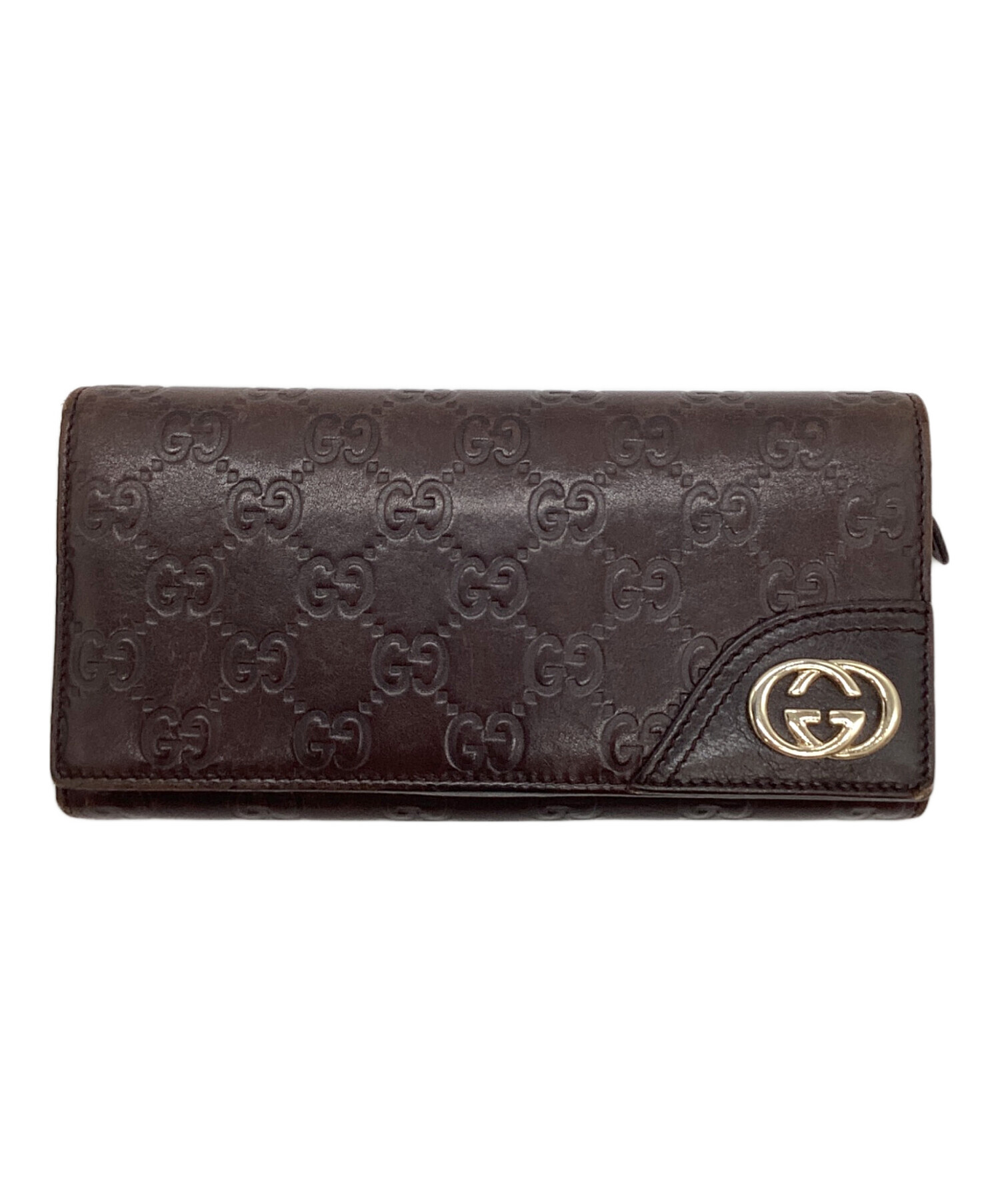 s30　グッチ　GUCCI　シマ ダークブラウン　長財布　インターロッキング s30 グッチ GUCCI シマ ダークブラウン 長財布 インターロッキング s30