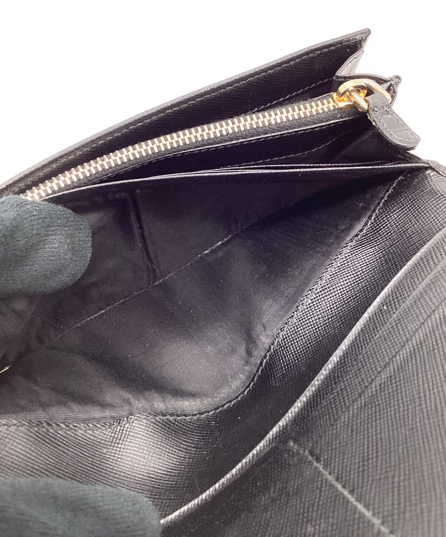 中古・古着通販】PRADA (プラダ) 2つ折りロングウォレット ブラック