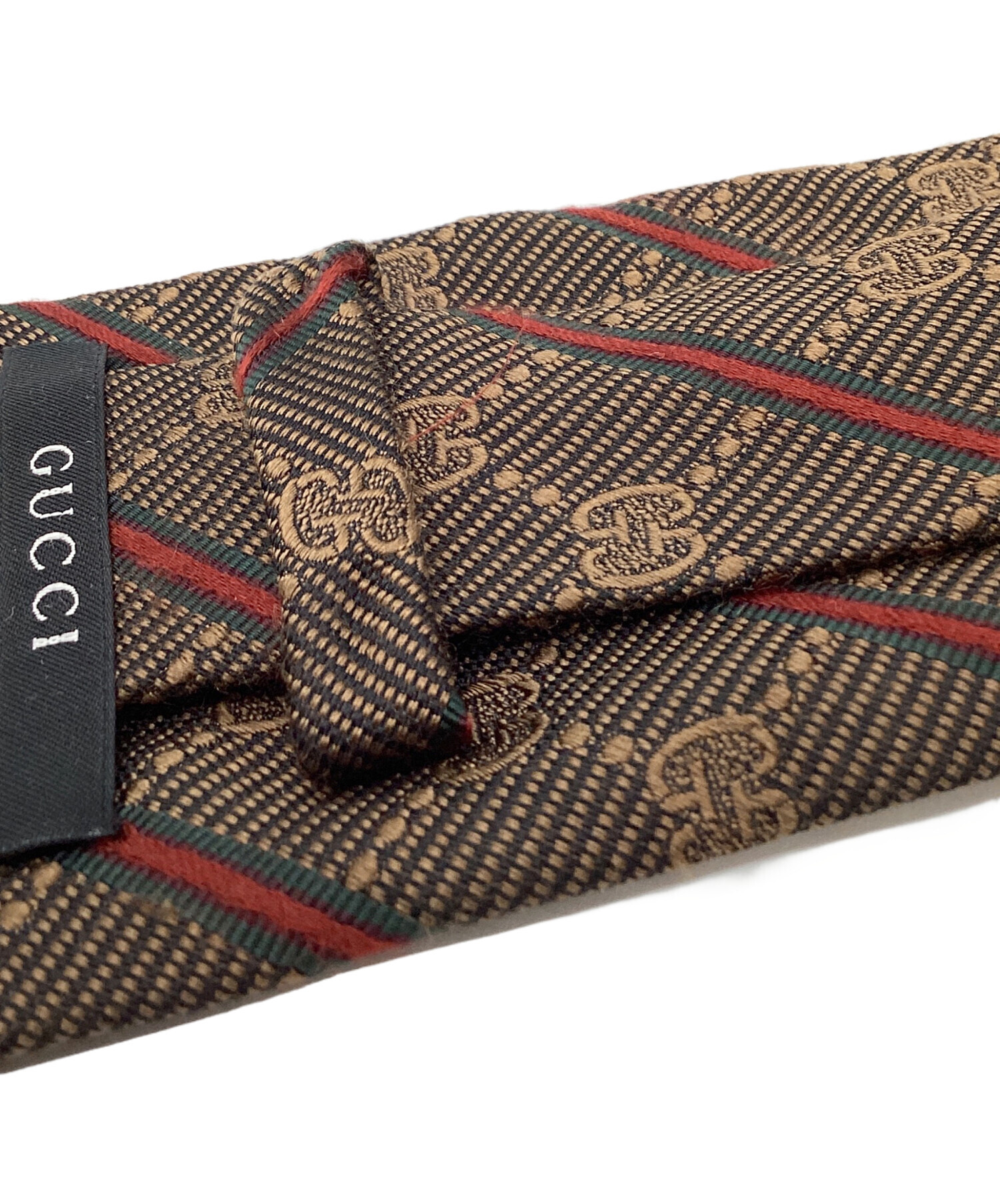 中古・古着通販】GUCCI (グッチ) GG柄ネクタイ ブラウン×レッド サイズ