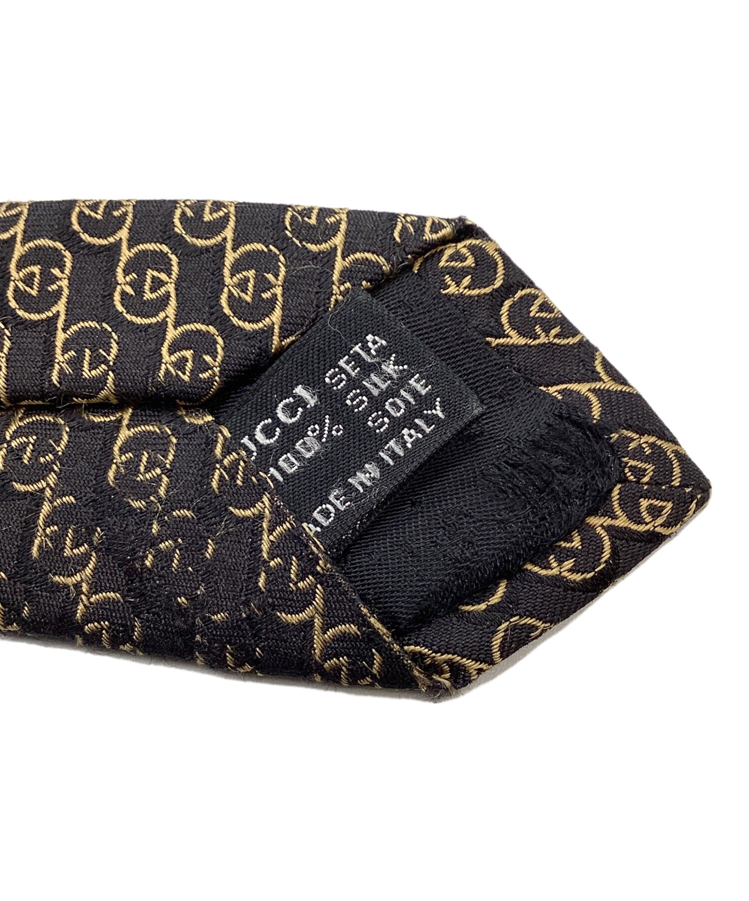 中古・古着通販】GUCCI (グッチ) GG柄シルクネクタイ ブラック