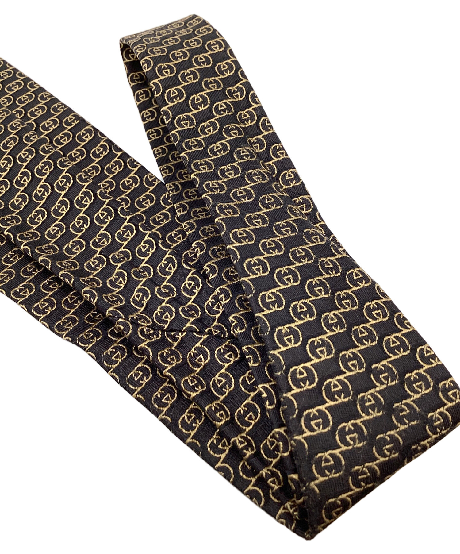 中古・古着通販】GUCCI (グッチ) GG柄シルクネクタイ ブラック