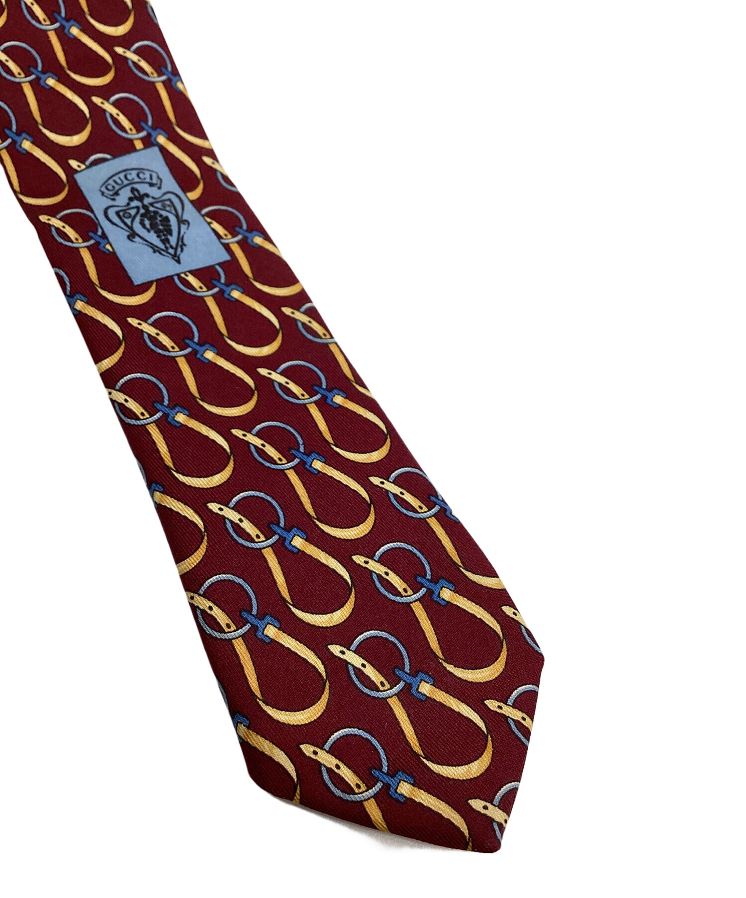 中古・古着通販】GUCCI (グッチ) ベルト柄シルクネクタイ レッド